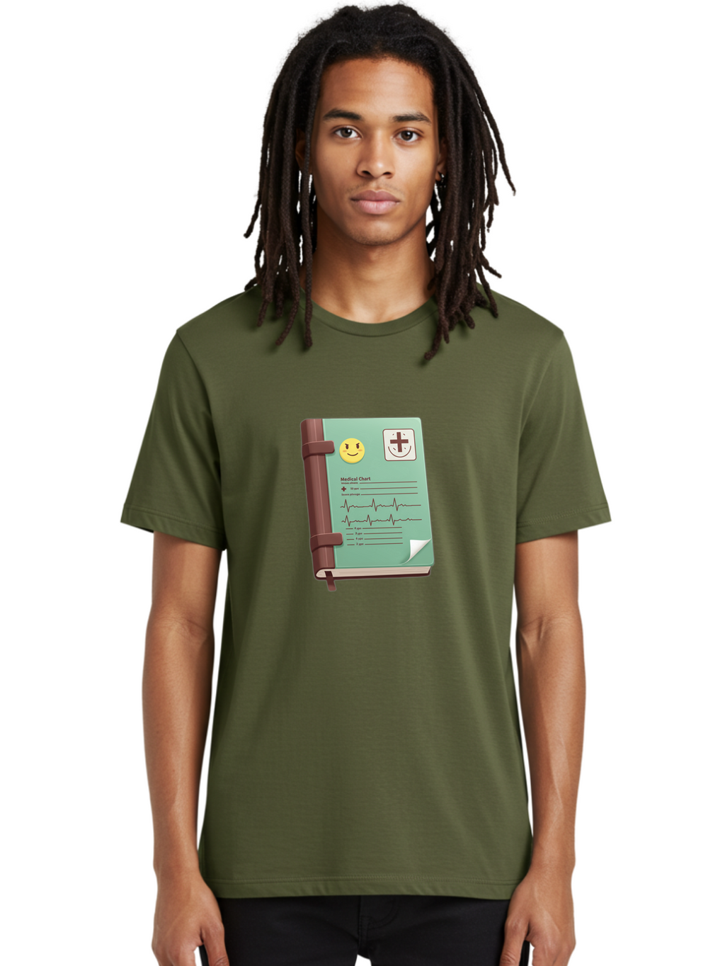 Medical-Chart Men'S Graphic Tee, 100% Cotton, Comfortable Casual Summer Wear, Machine Washable, Medical Chart, Health Record, Medical Journal, Smiley Face, Plus Sign, Heart Rate Monitor, Patient History Baa993