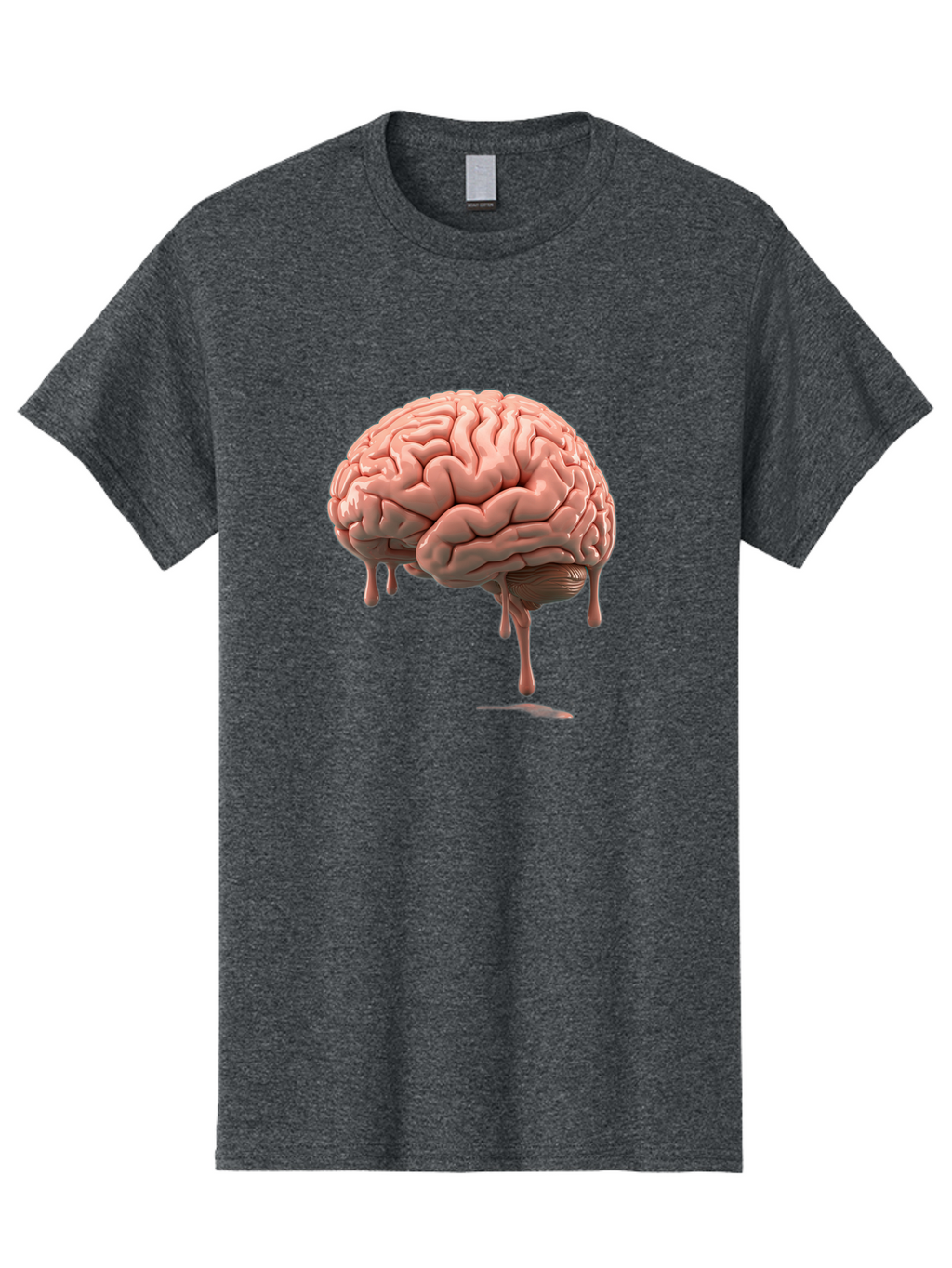 Melting-Brain Men'S Graphic Tee, 100% Cotton, Comfortable Casual Summer Wear, Machine Washable, Human Brain, Melting Effect, Surreal Art, Psychological Concept, Cognitive Distortion, Abstract Representation, Creative Visualization, Baa999