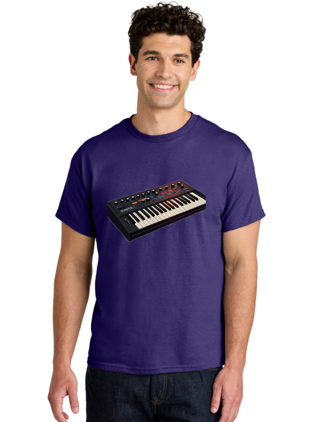 Minimoog-Synthesizer Men'S Graphic Tee, 100% Cotton, Comfortable Casual Summer Wear, Machine Washable, Minimoog Synthesizer, Vintage Keyboard, Analog Sound, Music Production, Electronic Music, Sound Design, Music Equipment, Bab011