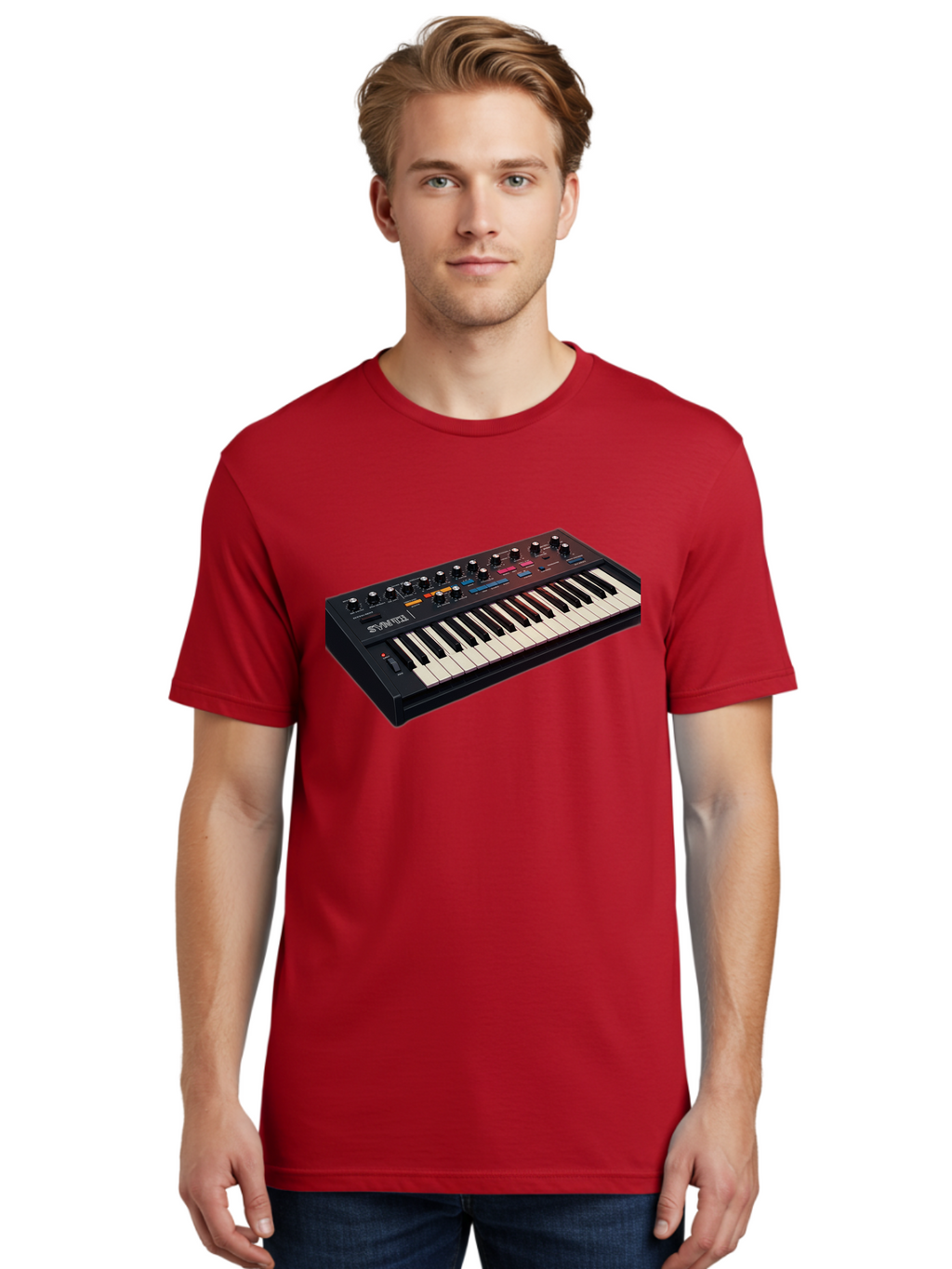 Minimoog-Synthesizer Men'S Graphic Tee, 100% Cotton, Comfortable Casual Summer Wear, Machine Washable, Minimoog Synthesizer, Vintage Keyboard, Analog Sound, Music Production, Electronic Music, Sound Design, Music Equipment, Bab011
