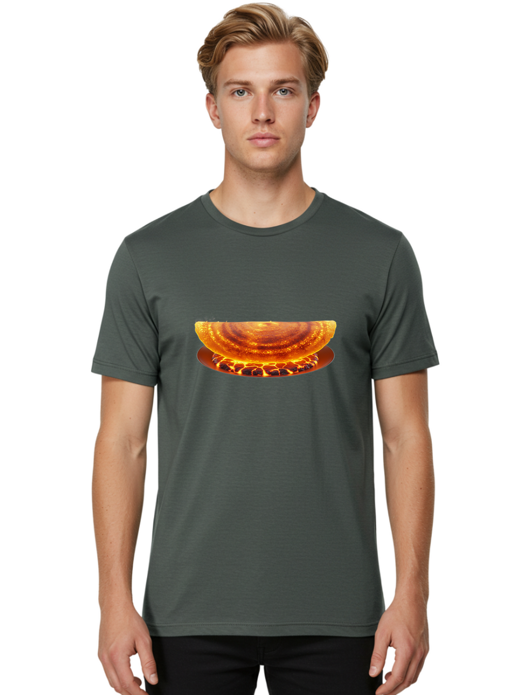 Molten-Lava-Bowl Men'S Graphic Tee, 100% Cotton, Comfortable Casual Summer Wear, Machine Washable, Lava Bowl, Fiery Design, Volcanic Effect, Molten Texture, Burning Flames, Fiery Art, Glowing Embers, Intense Heat, Dramatic Display Bab016