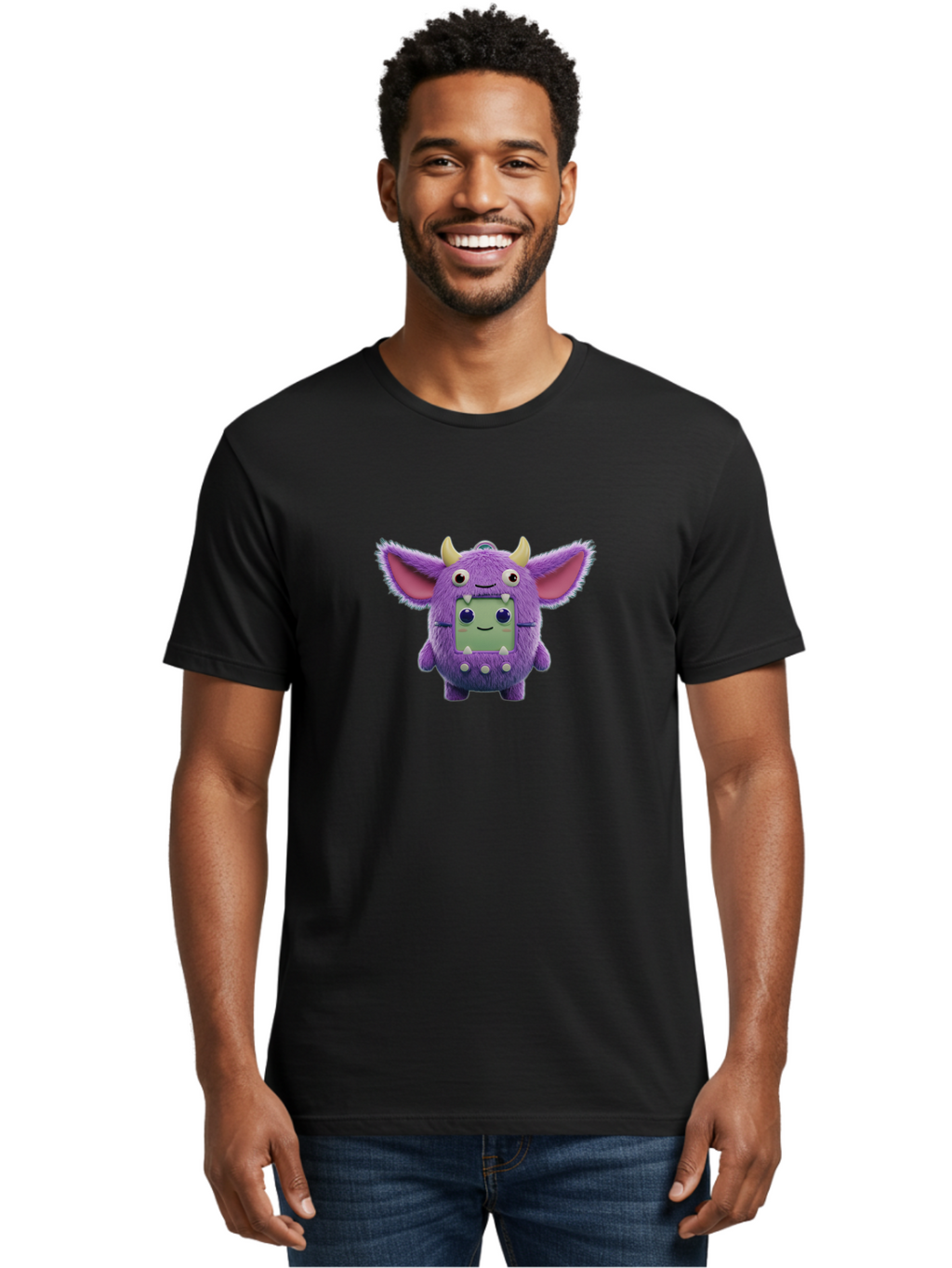 Monster-Toy Men'S Graphic Tee, 100% Cotton, Comfortable Casual Summer Wear, Machine Washable, Purple Monster, Cartoon Character, Digital Pet, Tamagotchi, Children'S Toy, Virtual Creature, 90S Nostalgia, Cute Design, Small Creature, Bab018