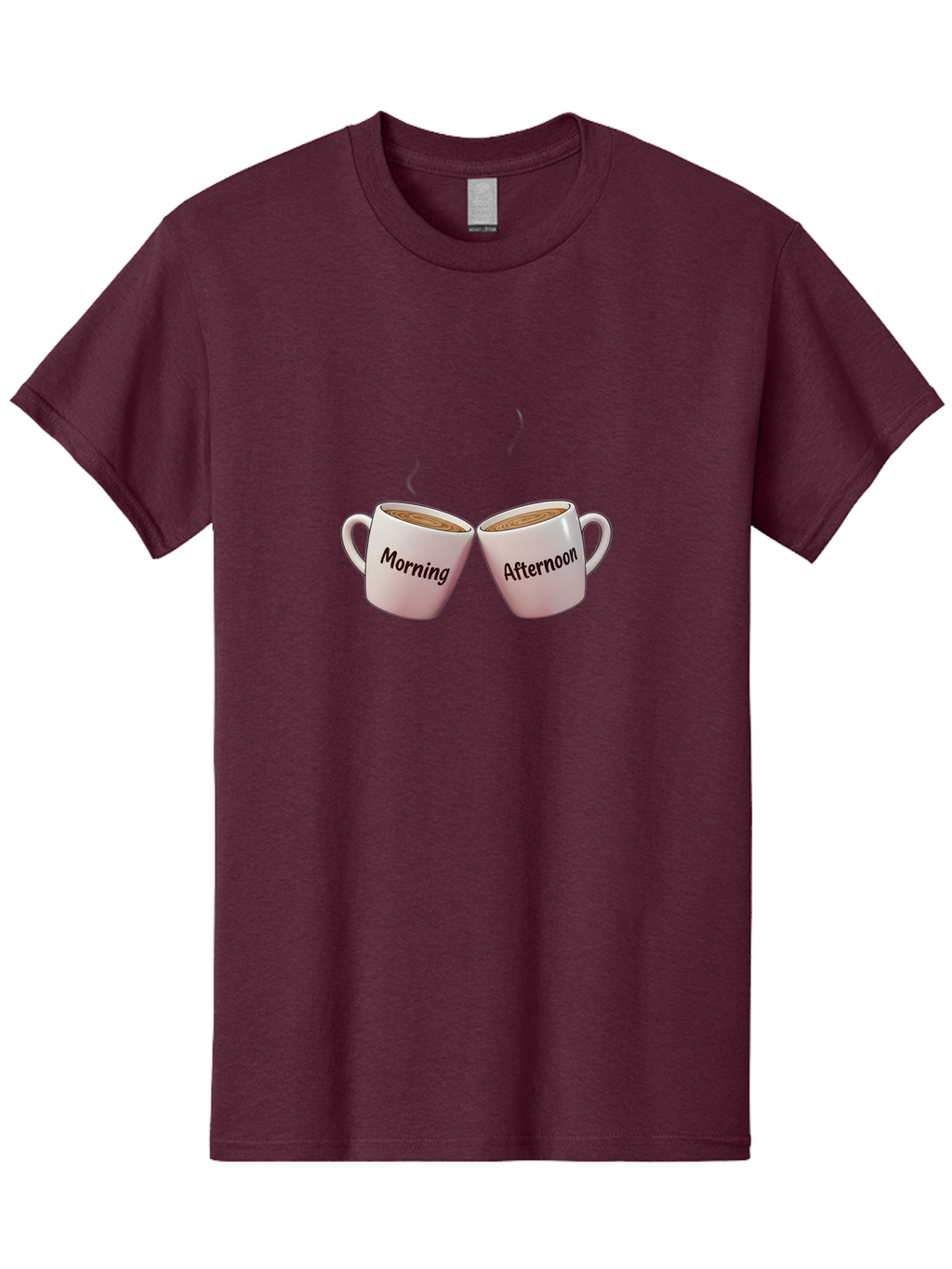 Morning-Afternoon-Coffee-Cups Men'S Graphic Tee, 100% Cotton, Comfortable Casual Summer Wear, Machine Washable, Two Coffee Cups, Morning Coffee, Afternoon Coffee, Steaming Hot Coffee, Coffee Time, Daily Routine, Coffee Break Bab021
