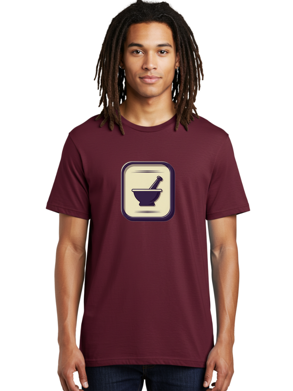 Mortar-And-Pestle Men'S Graphic Tee, 100% Cotton, Comfortable Casual Summer Wear, Machine Washable, Mortar And Pestle Icon, Pharmacy Symbol, Medical Illustration, Apothecary Graphic, Pharmacy Logo, Medicine Icon, Healthcare Symbol Bab022