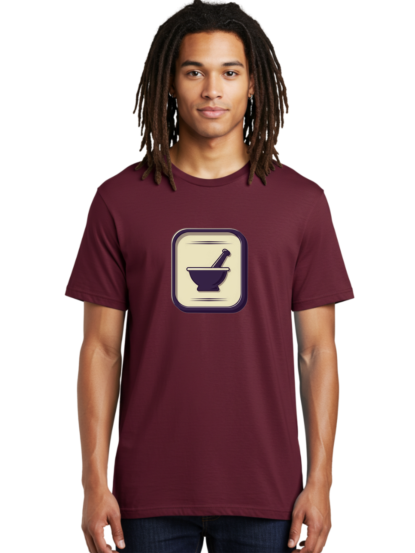 Mortar-And-Pestle Men'S Graphic Tee, 100% Cotton, Comfortable Casual Summer Wear, Machine Washable, Mortar And Pestle Icon, Pharmacy Symbol, Medical Illustration, Apothecary Graphic, Pharmacy Logo, Medicine Icon, Healthcare Symbol Bab022