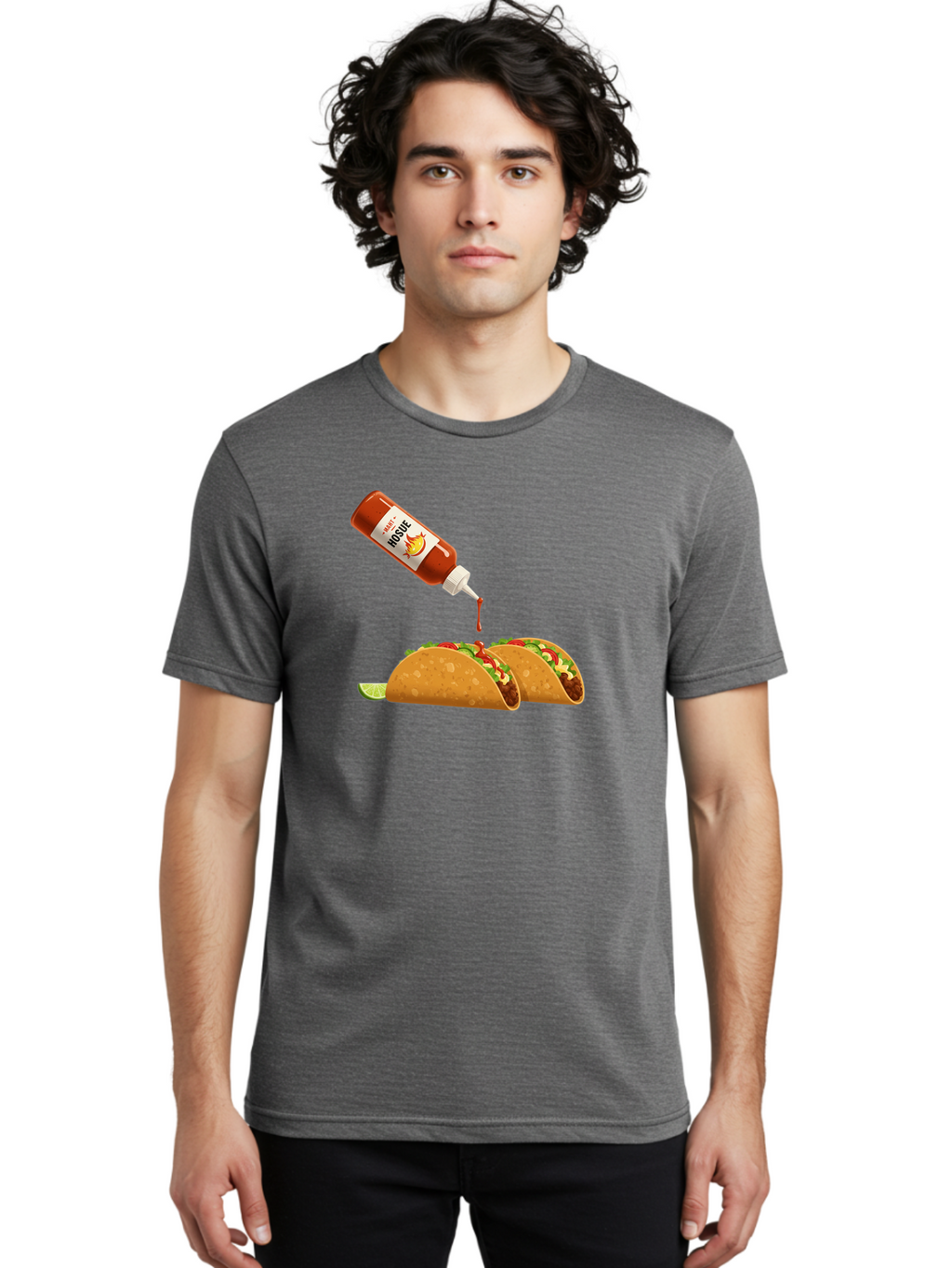 Mosque-Hot-Sauce-Tacos Men'S Graphic Tee, 100% Cotton, Comfortable Casual Summer Wear, Machine Washable, Mexican Cuisine, Tacos With Hot Sauce, Spicy Food, Salsa, Condiments, Mexican Flavors, Taco Toppings, Hot Peppers Bab024