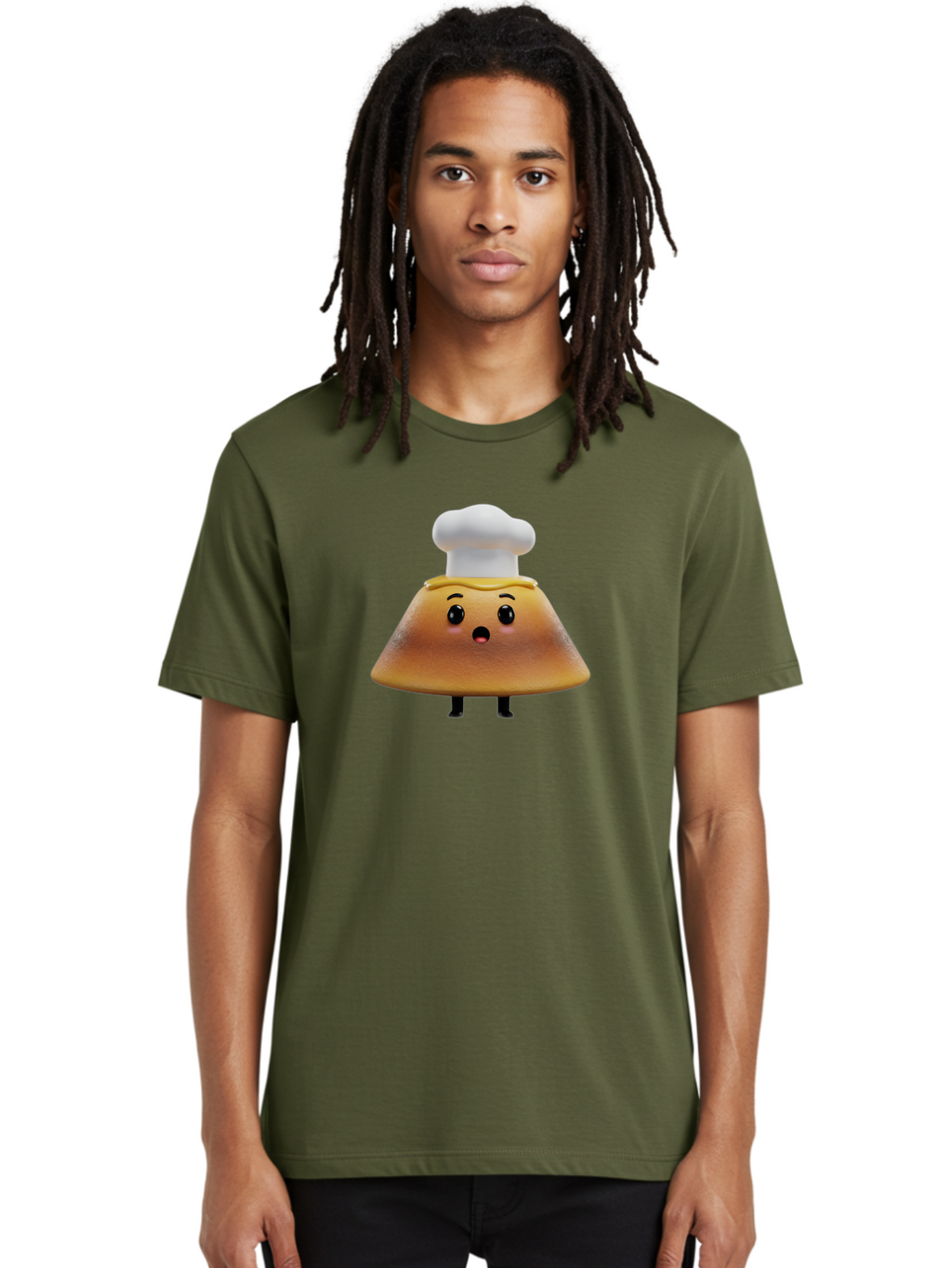 Mushroom-Chef Men'S Graphic Tee, 100% Cotton, Comfortable Casual Summer Wear, Machine Washable, Mango Character, Cartoon Style, Chef Hat, Surprised Face, Fun Illustration, Anthropomorphic Fruit, Cute Design, Food Character, Quirky Animation Bab025
