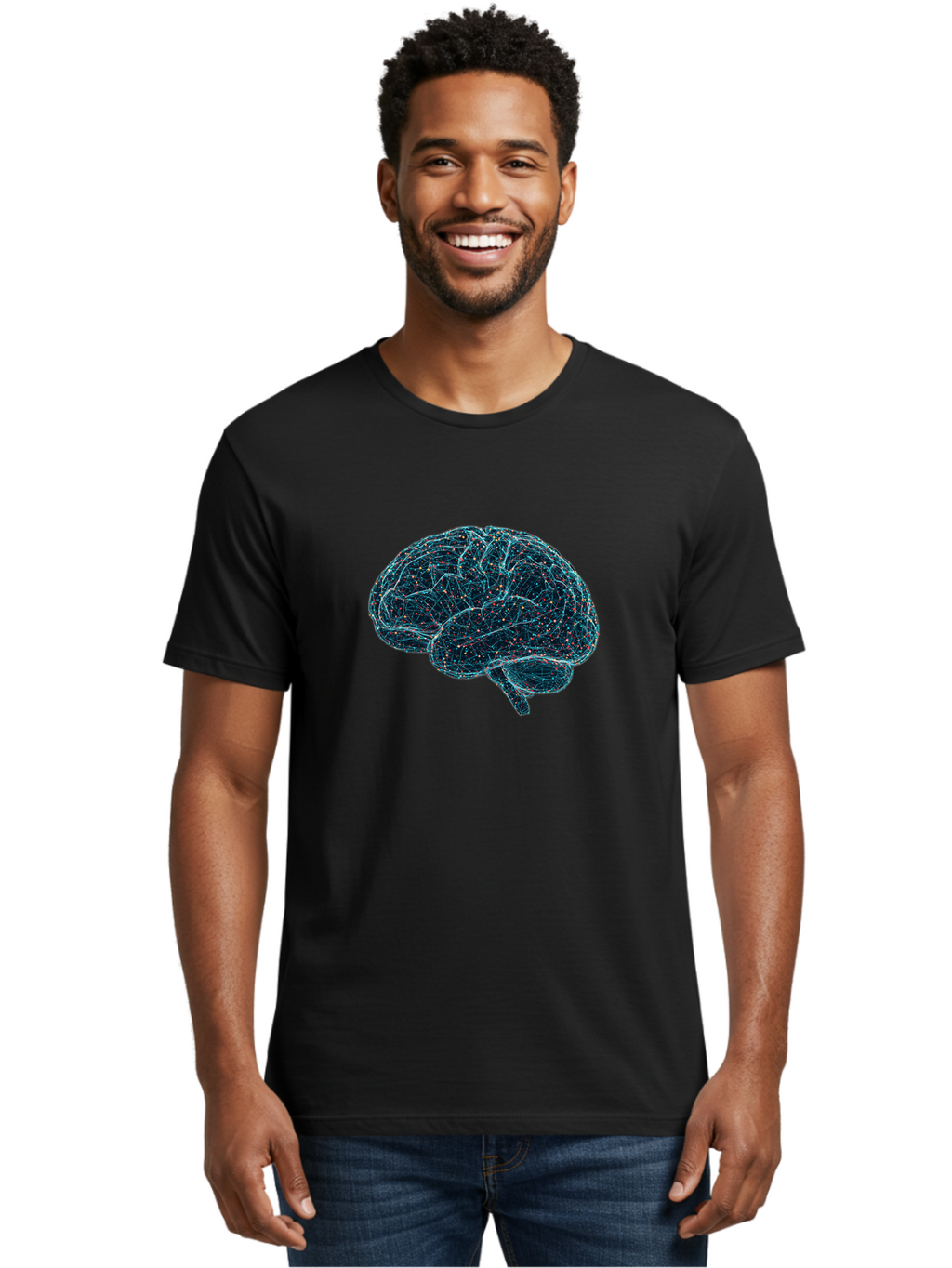 Network-Brain Men'S Graphic Tee, 100% Cotton, Comfortable Casual Summer Wear, Machine Washable, Human Brain, Neurological Connections, Complex Neural Networks, Futuristic Illustration, Science Fiction, Cognitive Function, Brain Activity, Bab031