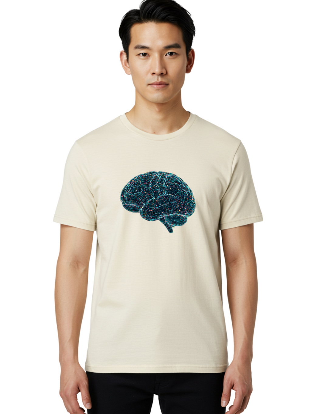 Network-Brain Men'S Graphic Tee, 100% Cotton, Comfortable Casual Summer Wear, Machine Washable, Human Brain, Neurological Connections, Complex Neural Networks, Futuristic Illustration, Science Fiction, Cognitive Function, Brain Activity, Bab031