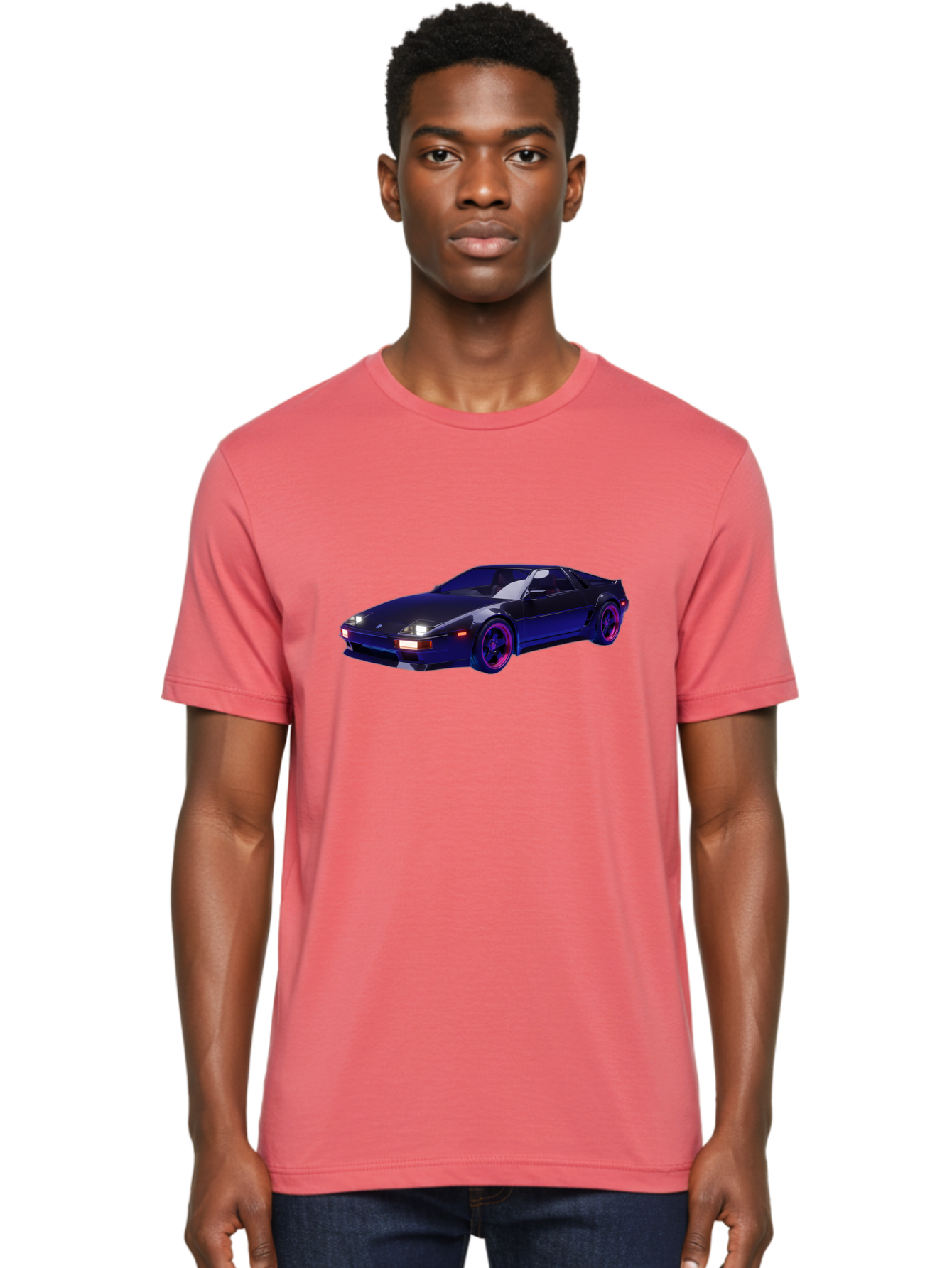 Nissan-240Sx Men'S Graphic Tee, 100% Cotton, Comfortable Casual Summer Wear, Machine Washable, Nissan 240Sx, Sports Car, Sleek Design, High-Performance Vehicle, Neon Lights, Futuristic Style, Purple Accents, Dynamic Graphics Bab035