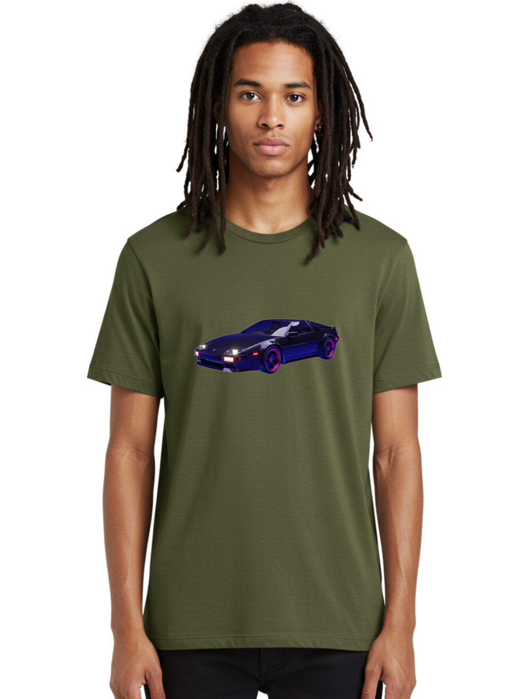 Nissan-240Sx Men'S Graphic Tee, 100% Cotton, Comfortable Casual Summer Wear, Machine Washable, Nissan 240Sx, Sports Car, Sleek Design, High-Performance Vehicle, Neon Lights, Futuristic Style, Purple Accents, Dynamic Graphics Bab035