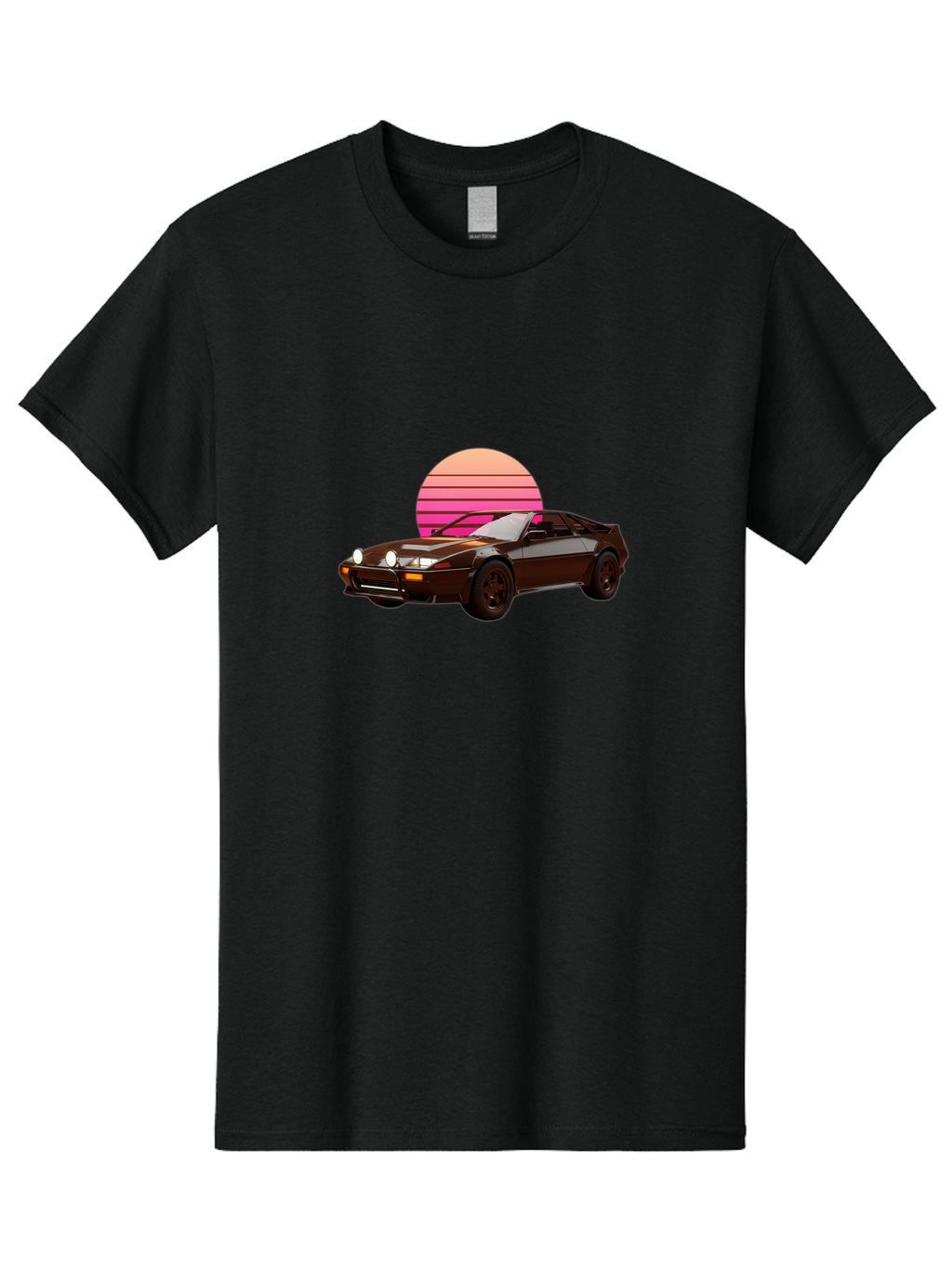 Nissan-240Z Men'S Graphic Tee, 100% Cotton, Comfortable Casual Summer Wear, Machine Washable, Vintage Sports Car, Retro Style, Dusk Scene, Gradient Sunset, Nostalgic Feel, Classic Automobile, Vintage Vibes, Iconic Design, Automotive Art, Bab036