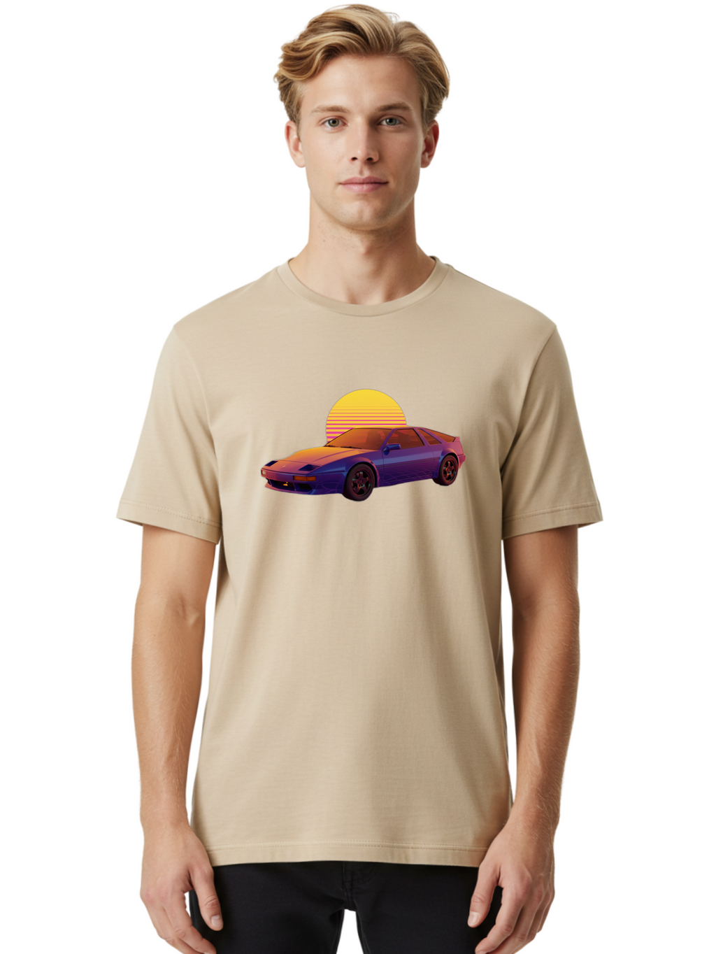 Nissan-300Zx-2 Men'S Graphic Tee, 100% Cotton, Comfortable Casual Summer Wear, Machine Washable, Nissan 300Zx Sports Car, Retro Futuristic Design, Vaporwave Aesthetic, Neon Colors, Synthwave Art, 80S Nostalgia, Retro Gaming, Bab039