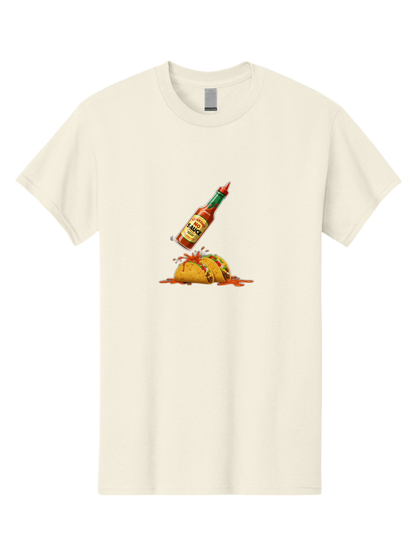 No-Sauce Men'S Graphic Tee, 100% Cotton, Comfortable Casual Summer Wear, Machine Washable, Hot Sauce Splashing On Tacos, Spicy Food, Mexican Cuisine, Taco Tuesday, Flavorful Dishes, Spicy Kick Bab045