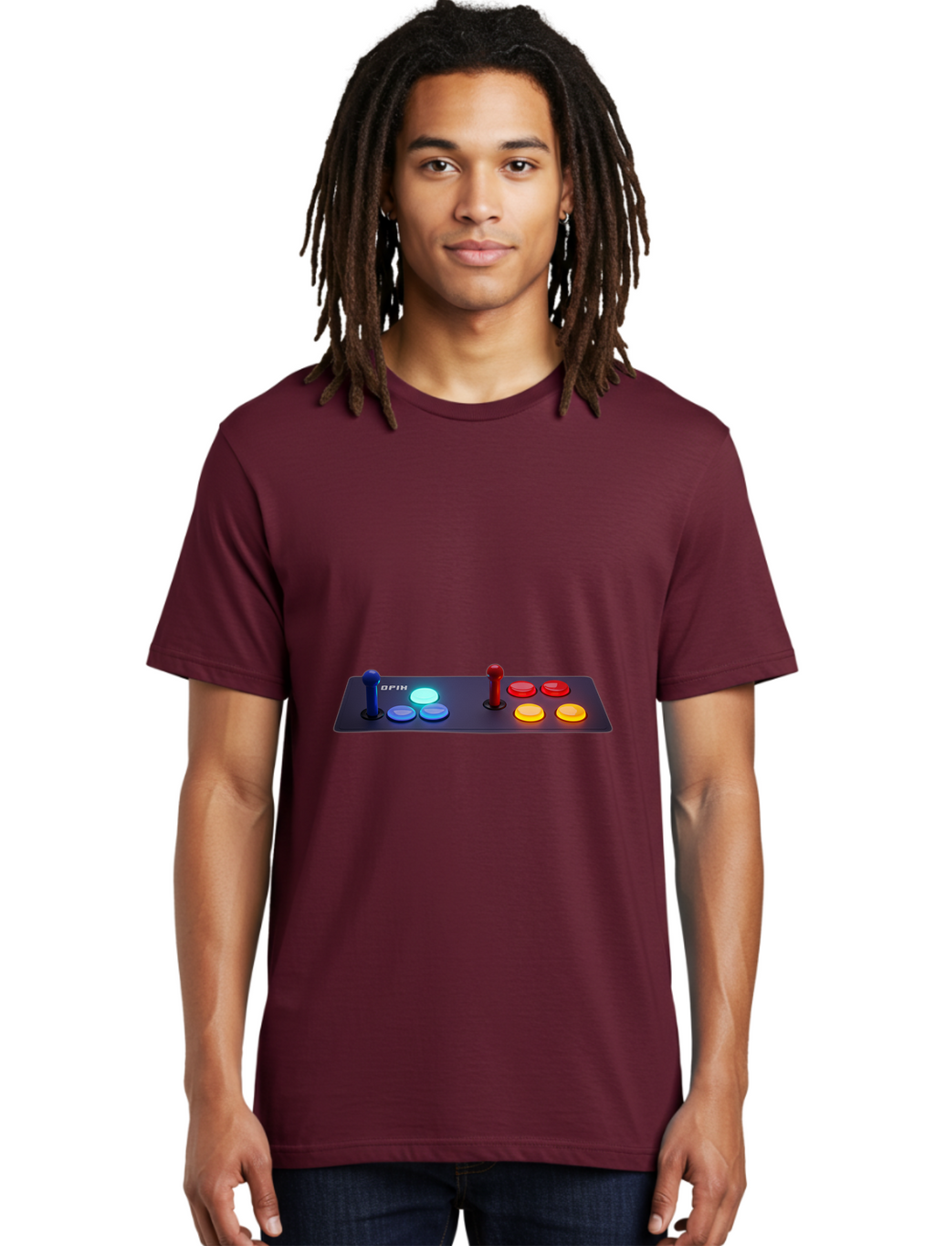 Opix-Joystick Men'S Graphic Tee, 100% Cotton, Comfortable Casual Summer Wear, Machine Washable, Arcade Controller, Gaming Console, Joystick, Colorful Buttons, Retro Gaming, Gamepad, Opix Brand, Gaming Accessories, Controller Layout, Bab054