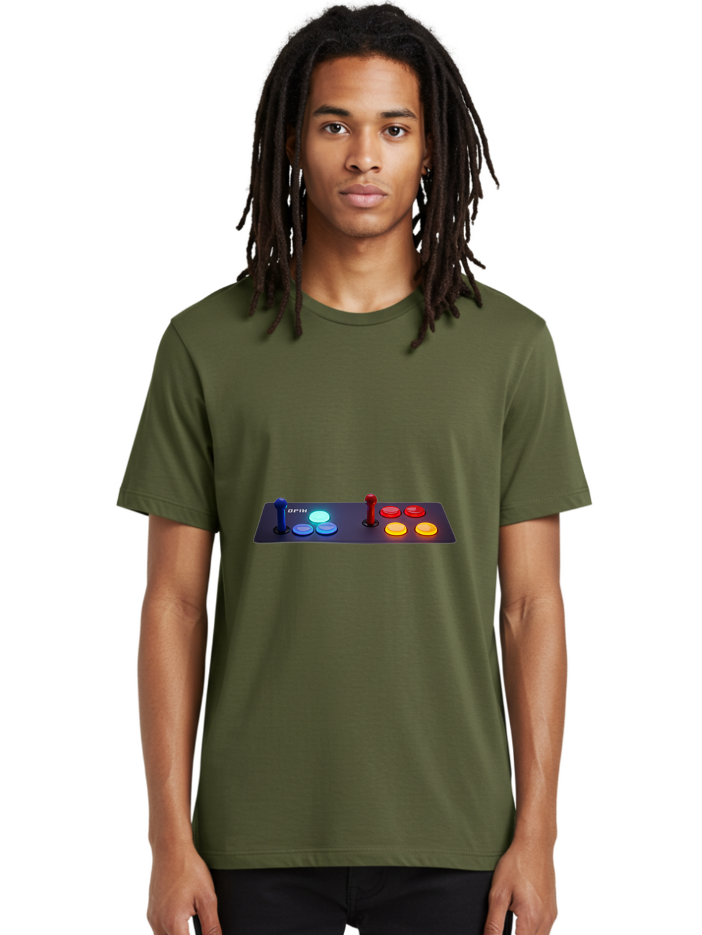 Opix-Joystick Men'S Graphic Tee, 100% Cotton, Comfortable Casual Summer Wear, Machine Washable, Arcade Controller, Gaming Console, Joystick, Colorful Buttons, Retro Gaming, Gamepad, Opix Brand, Gaming Accessories, Controller Layout, Bab054