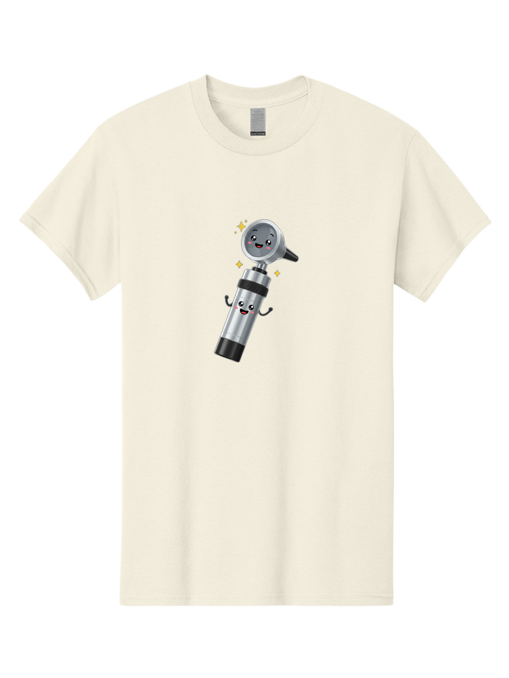 Otoscope-Character Men'S Graphic Tee, 100% Cotton, Comfortable Casual Summer Wear, Machine Washable, Otoscope With Smiling Face, Cartoon Character, Medical Tool, Health Care, Ear Examination, Happy Face, Sparkles, Medical Equipment Bab058