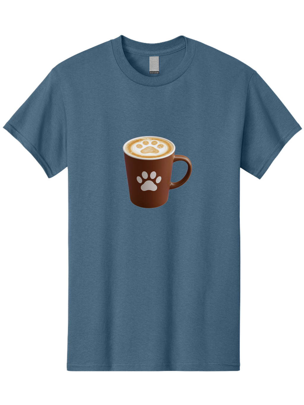 Paw-Print-Coffee-Cup Men'S Graphic Tee, 100% Cotton, Comfortable Casual Summer Wear, Machine Washable, Coffee Cup, Paw Print Design, Latte Art, Cappuccino, Pet Friendly Coffee, Animal Print, Coffee Lover Gift, Cat Paw Print, Dog Paw Print Bab069