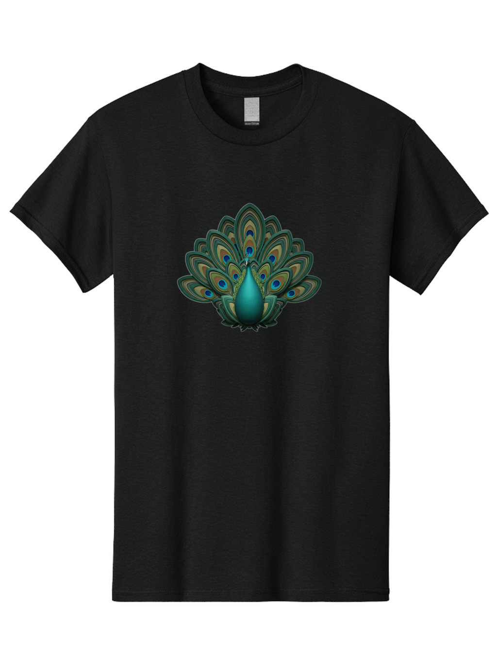 Peacock-12 Men'S Graphic Tee, 100% Cotton, Comfortable Casual Summer Wear, Machine Washable, Peacock Spreading Feathers, Blue Eyespots, Vibrant Plumage, Exotic Bird, Natural Beauty, Colorful Display, Majestic Creature, Bird Watching, Bab073