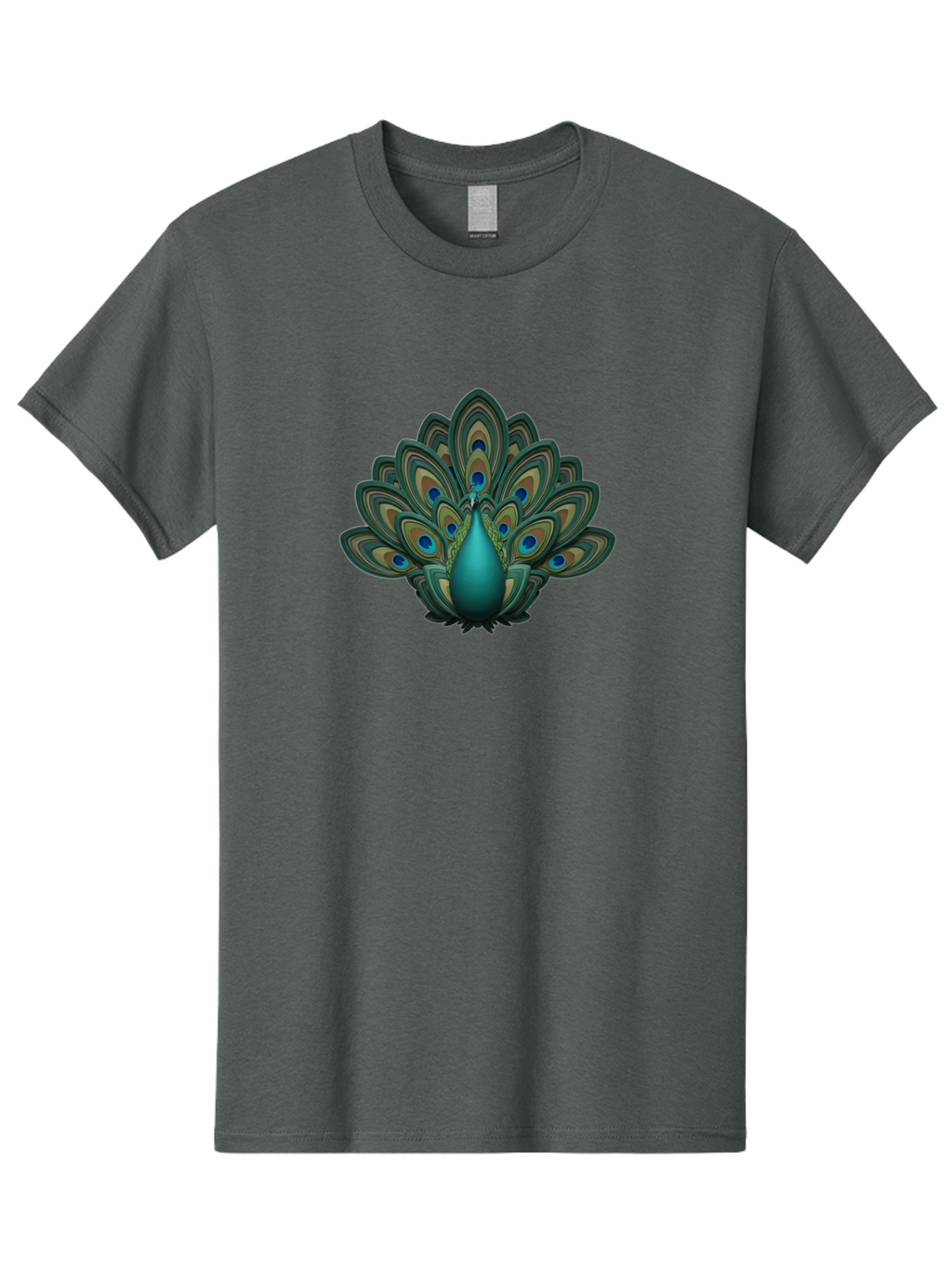 Peacock-12 Men'S Graphic Tee, 100% Cotton, Comfortable Casual Summer Wear, Machine Washable, Peacock Spreading Feathers, Blue Eyespots, Vibrant Plumage, Exotic Bird, Natural Beauty, Colorful Display, Majestic Creature, Bird Watching, Bab073
