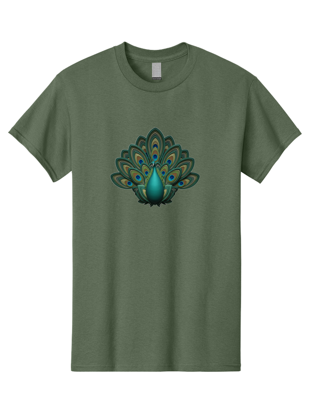 Peacock-12 Men'S Graphic Tee, 100% Cotton, Comfortable Casual Summer Wear, Machine Washable, Peacock Spreading Feathers, Blue Eyespots, Vibrant Plumage, Exotic Bird, Natural Beauty, Colorful Display, Majestic Creature, Bird Watching, Bab073