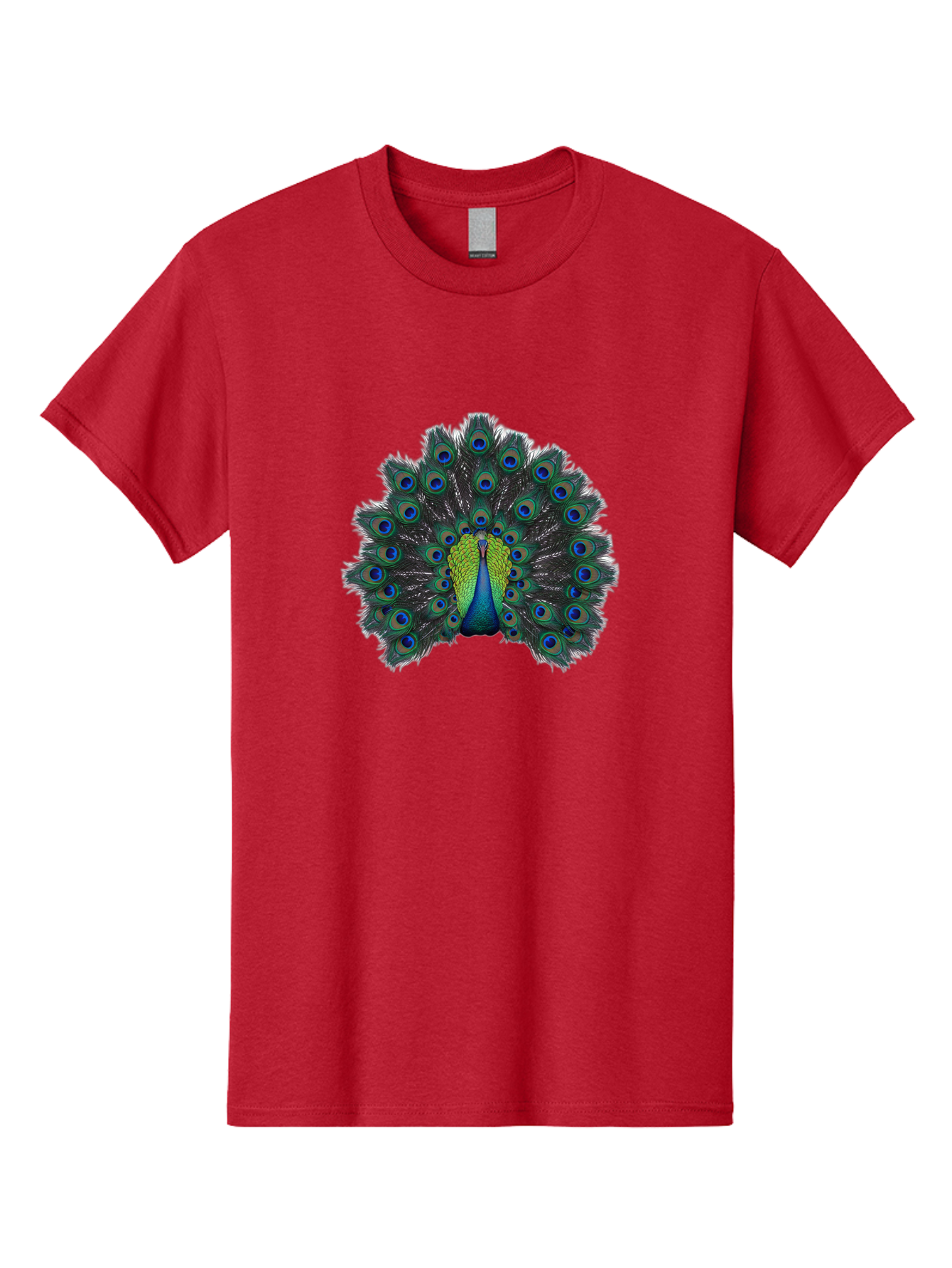 Peacock-17 Men'S Graphic Tee, 100% Cotton, Comfortable Casual Summer Wear, Machine Washable, Peacock With Spread Tail, Vibrant Feathers, Blue And Green Plumage, Eye-Catching Display, Majestic Bird, Exotic Beauty, Colorful Tail Feathers Bab078