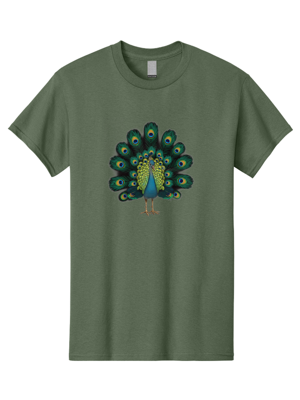 Peacock-29 Men'S Graphic Tee, 100% Cotton, Comfortable Casual Summer Wear, Machine Washable, Peacock Spreading Its Feathers, Vibrant Plumage, Blue And Gold Eye Spots, Turquoise Body, Majestic Bird, Exotic Beauty, Colorful Display, Bab091