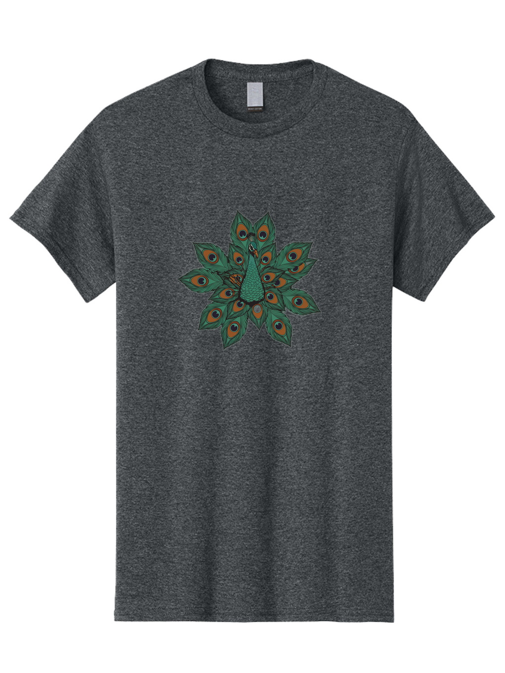 Peacock-31 Men'S Graphic Tee, 100% Cotton, Comfortable Casual Summer Wear, Machine Washable, Peacock Feather, Symmetrical Pattern, Vibrant Colors, Natural Beauty, Exotic Bird, Intricate Design, Circular Shape, Orange And Blue Hues, Bab094