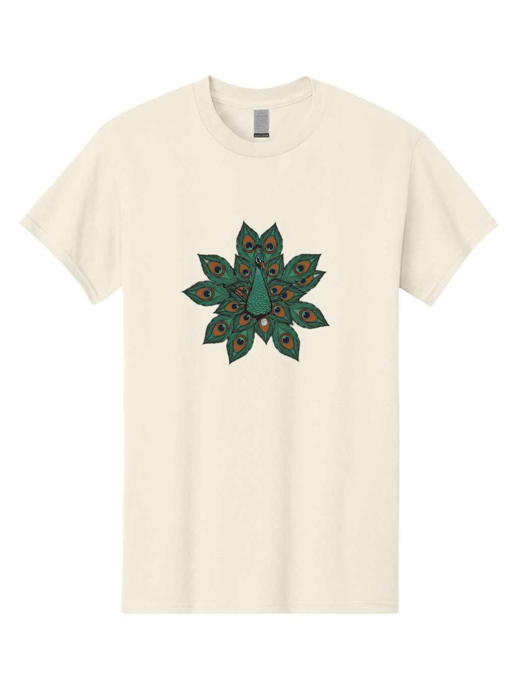 Peacock-31 Men'S Graphic Tee, 100% Cotton, Comfortable Casual Summer Wear, Machine Washable, Peacock Feather, Symmetrical Pattern, Vibrant Colors, Natural Beauty, Exotic Bird, Intricate Design, Circular Shape, Orange And Blue Hues, Bab094
