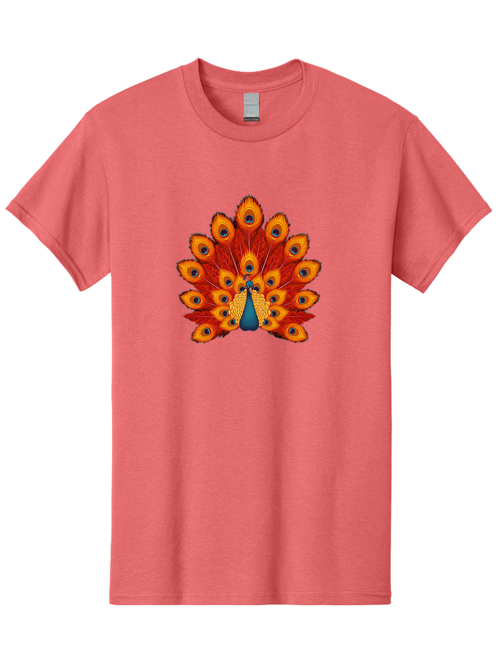 Peacock-32 Men'S Graphic Tee, 100% Cotton, Comfortable Casual Summer Wear, Machine Washable, Peacock Feathers, Vibrant Colors, Iridescent Blues, Orange And Yellow Hues, Eye-Catching Pattern, Exotic Bird, Majestic Plumage, Eye Spots, Bab095