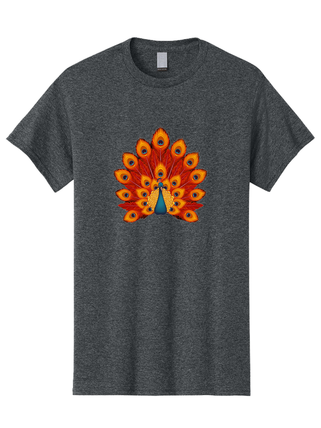 Peacock-32 Men'S Graphic Tee, 100% Cotton, Comfortable Casual Summer Wear, Machine Washable, Peacock Feathers, Vibrant Colors, Iridescent Blues, Orange And Yellow Hues, Eye-Catching Pattern, Exotic Bird, Majestic Plumage, Eye Spots, Bab095