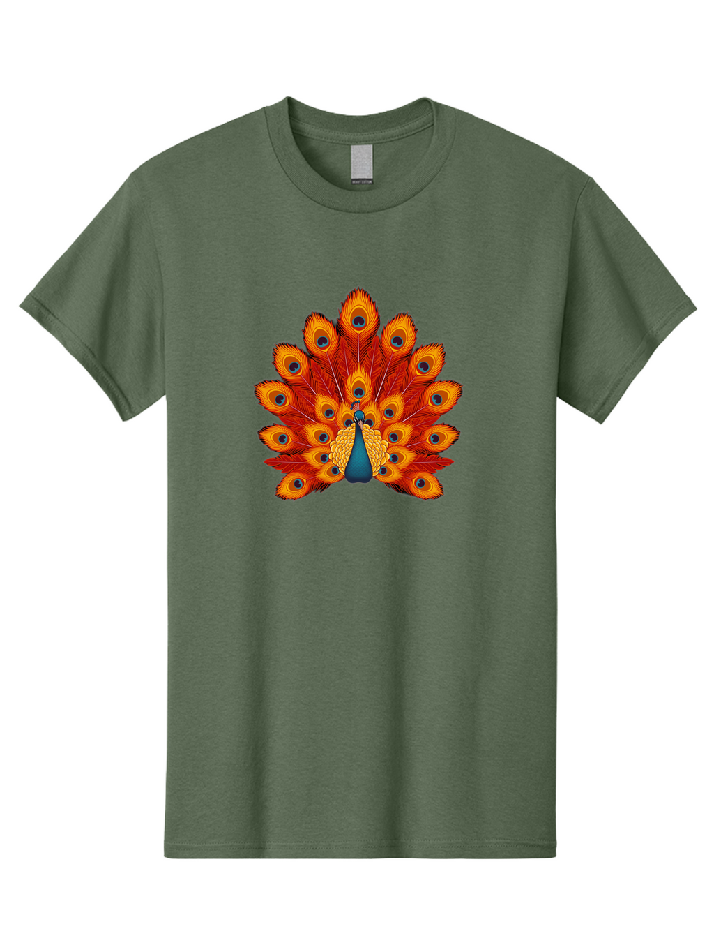 Peacock-32 Men'S Graphic Tee, 100% Cotton, Comfortable Casual Summer Wear, Machine Washable, Peacock Feathers, Vibrant Colors, Iridescent Blues, Orange And Yellow Hues, Eye-Catching Pattern, Exotic Bird, Majestic Plumage, Eye Spots, Bab095