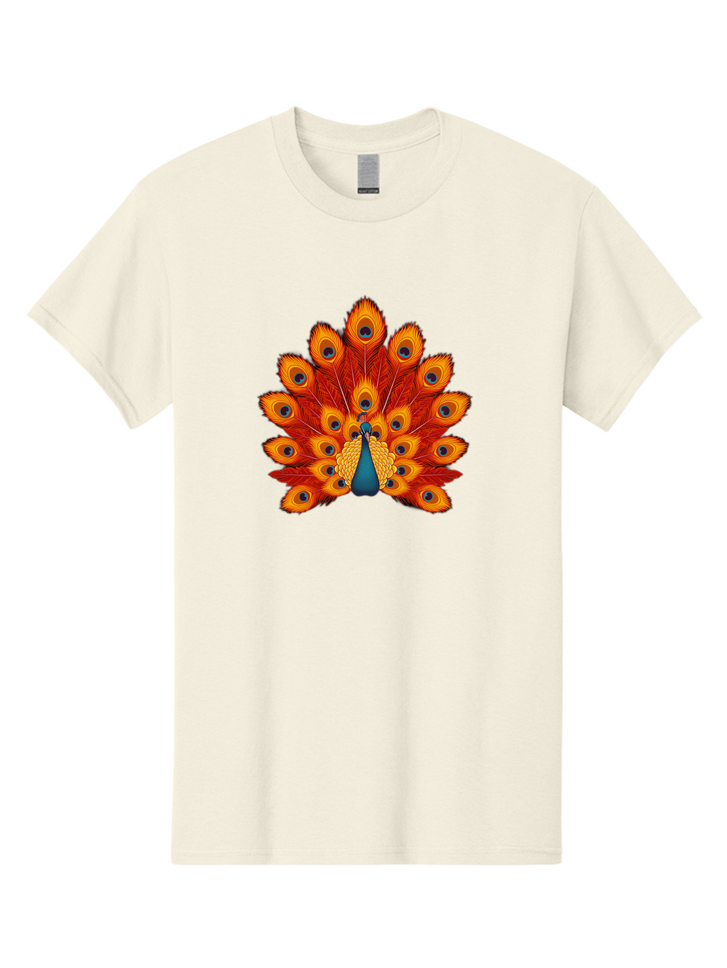 Peacock-32 Men'S Graphic Tee, 100% Cotton, Comfortable Casual Summer Wear, Machine Washable, Peacock Feathers, Vibrant Colors, Iridescent Blues, Orange And Yellow Hues, Eye-Catching Pattern, Exotic Bird, Majestic Plumage, Eye Spots, Bab095