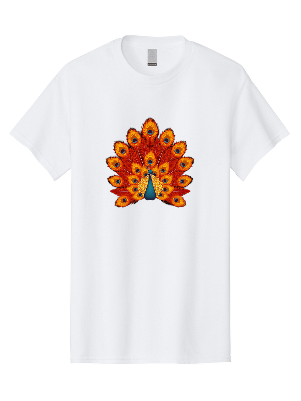 Peacock-32 Men'S Graphic Tee, 100% Cotton, Comfortable Casual Summer Wear, Machine Washable, Peacock Feathers, Vibrant Colors, Iridescent Blues, Orange And Yellow Hues, Eye-Catching Pattern, Exotic Bird, Majestic Plumage, Eye Spots, Bab095