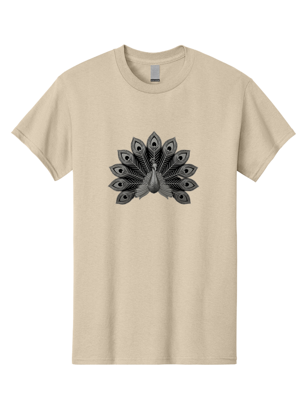 Peacock-33 Men'S Graphic Tee, 100% Cotton, Comfortable Casual Summer Wear, Machine Washable, Peacock With Spread Feathers, Black And White Illustration, Detailed Design, Bird With Eyespots, Artistic Depiction, Feather Pattern, Decorative Art Bab096
