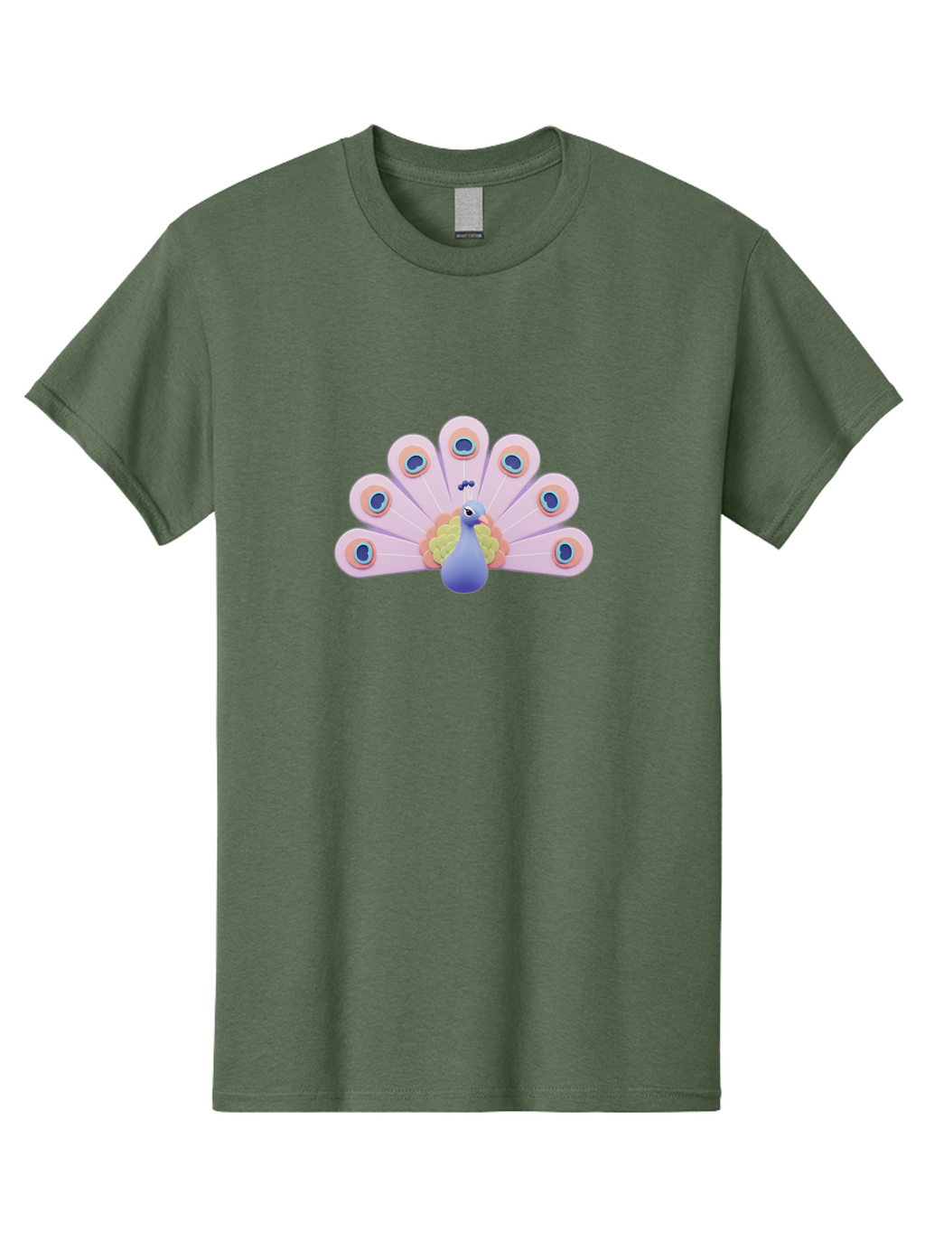 Peacock-4 Men'S Graphic Tee, 100% Cotton, Comfortable Casual Summer Wear, Machine Washable, Peacock Illustration, Colorful Plumage, Blue Bird, Purple Feathers, Orange Accents, Eye-Catching Design, Stylized Artwork, Vibrant Colors, Bab098