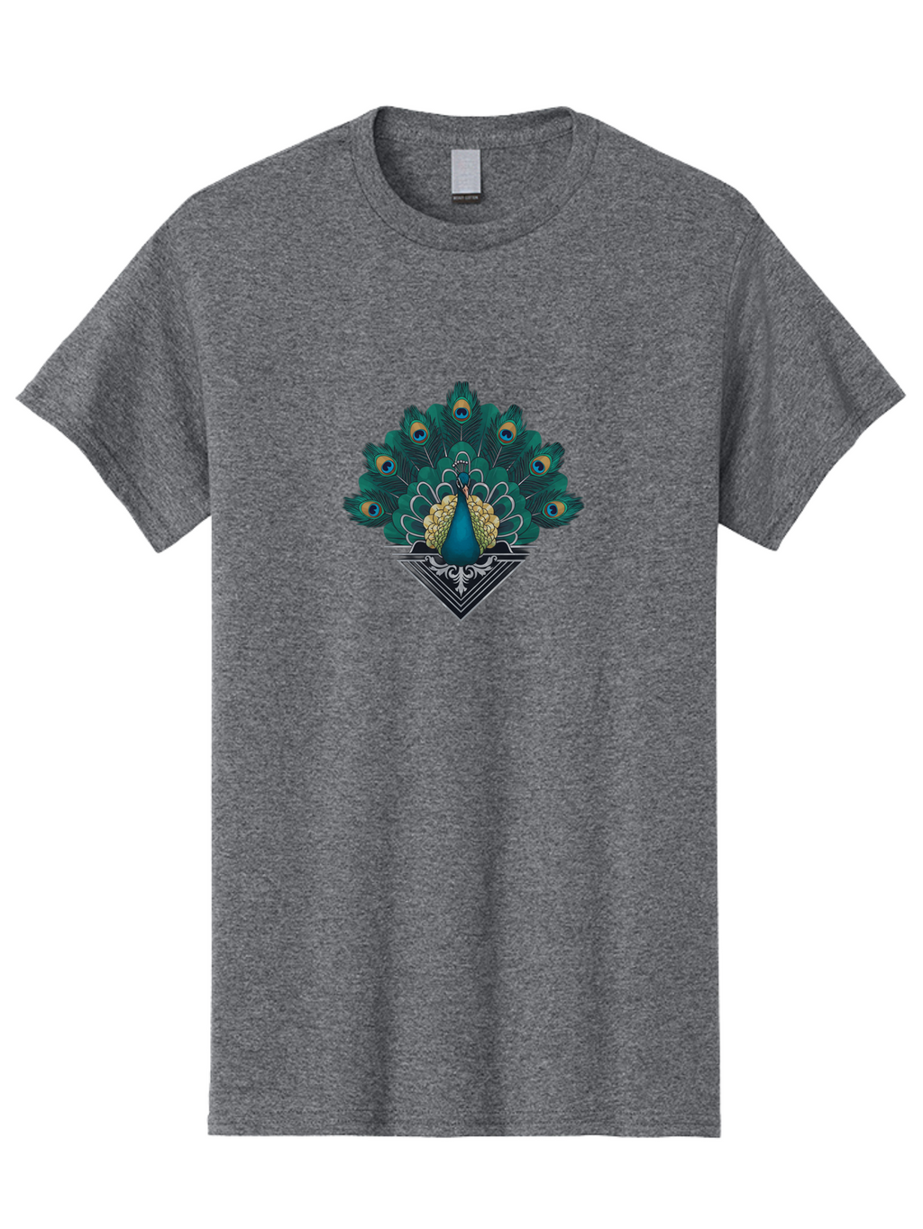 Peacock-Design Men'S Graphic Tee, 100% Cotton, Comfortable Casual Summer Wear, Machine Washable, Peacock, Vibrant Plumage, Blue And Gold Feathers, Ornate Design, Majestic Bird, Display Of Feathers, Symbolic Beauty, Elegant Pattern Bab104