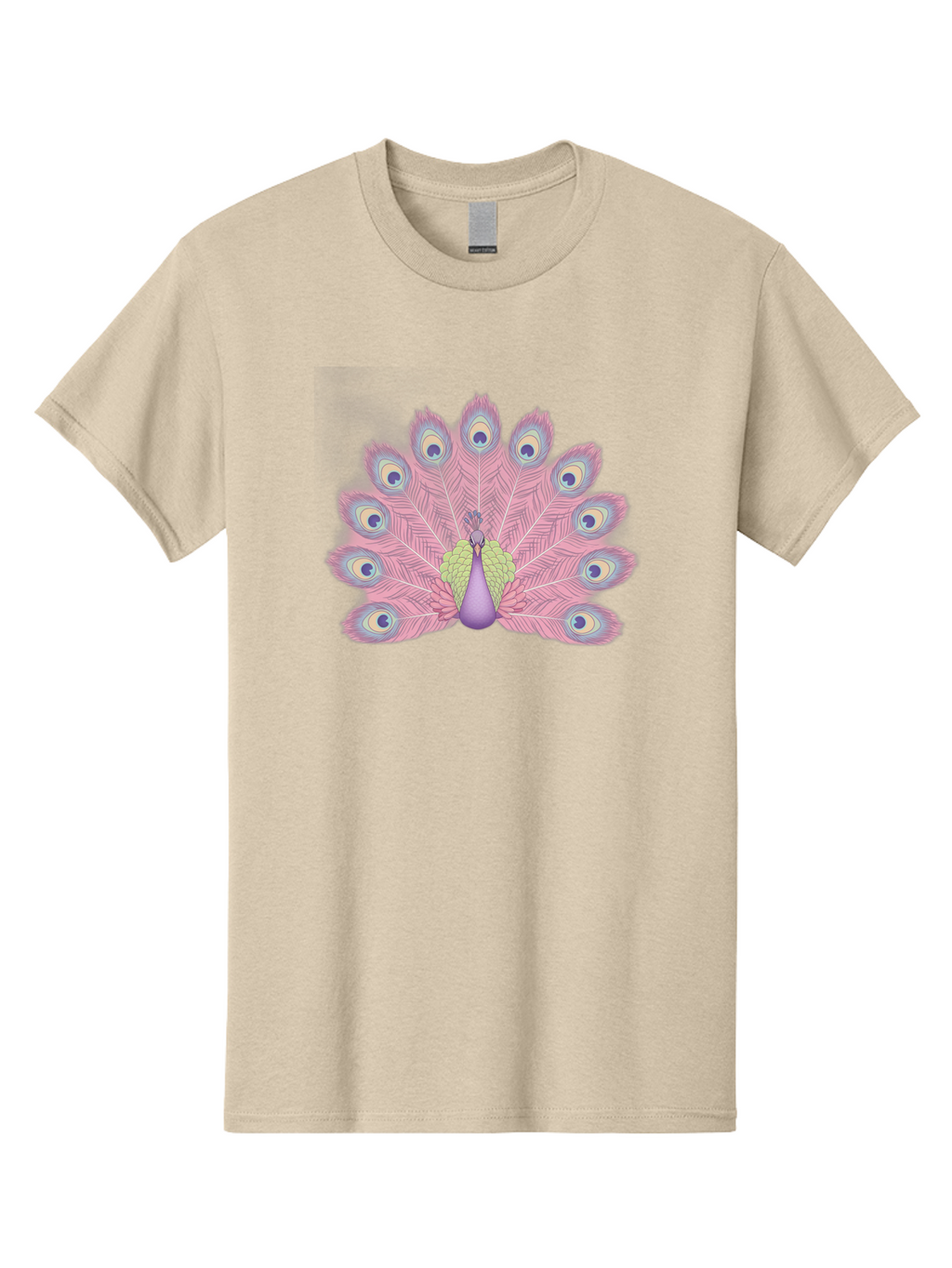 Peacock-Display-1 Men'S Graphic Tee, 100% Cotton, Comfortable Casual Summer Wear, Machine Washable, Peacock With Full Plumage, Vibrant Feathers, Pink And Purple Hues, Green And Blue Accents, Eye-Catching Display, Majestic Bird, Bab105