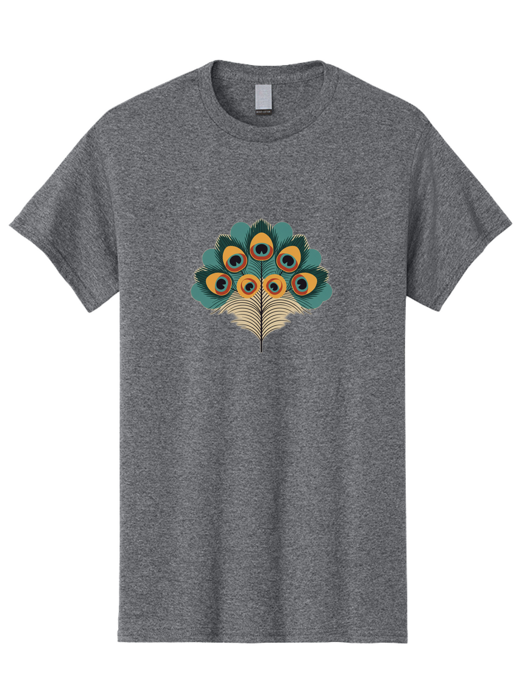 Peacock-Feather-2 Men'S Graphic Tee, 100% Cotton, Comfortable Casual Summer Wear, Machine Washable, Peacock Feather, Colorful Plumage, Vibrant Colors, Eye-Catching Design, Ornate Patterns, Exotic Beauty, Symbolic Imagery, Decorative Art Bab110