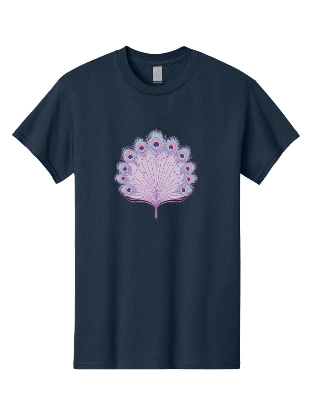 Peacock-Feather-4 Men'S Graphic Tee, 100% Cotton, Comfortable Casual Summer Wear, Machine Washable, Peacock Feather, Pastel Colors, Vibrant Feathers, Colorful Plumage, Nature-Inspired Art, Whimsical Design, Decorative Motif, Symbolic Imagery, Bab112