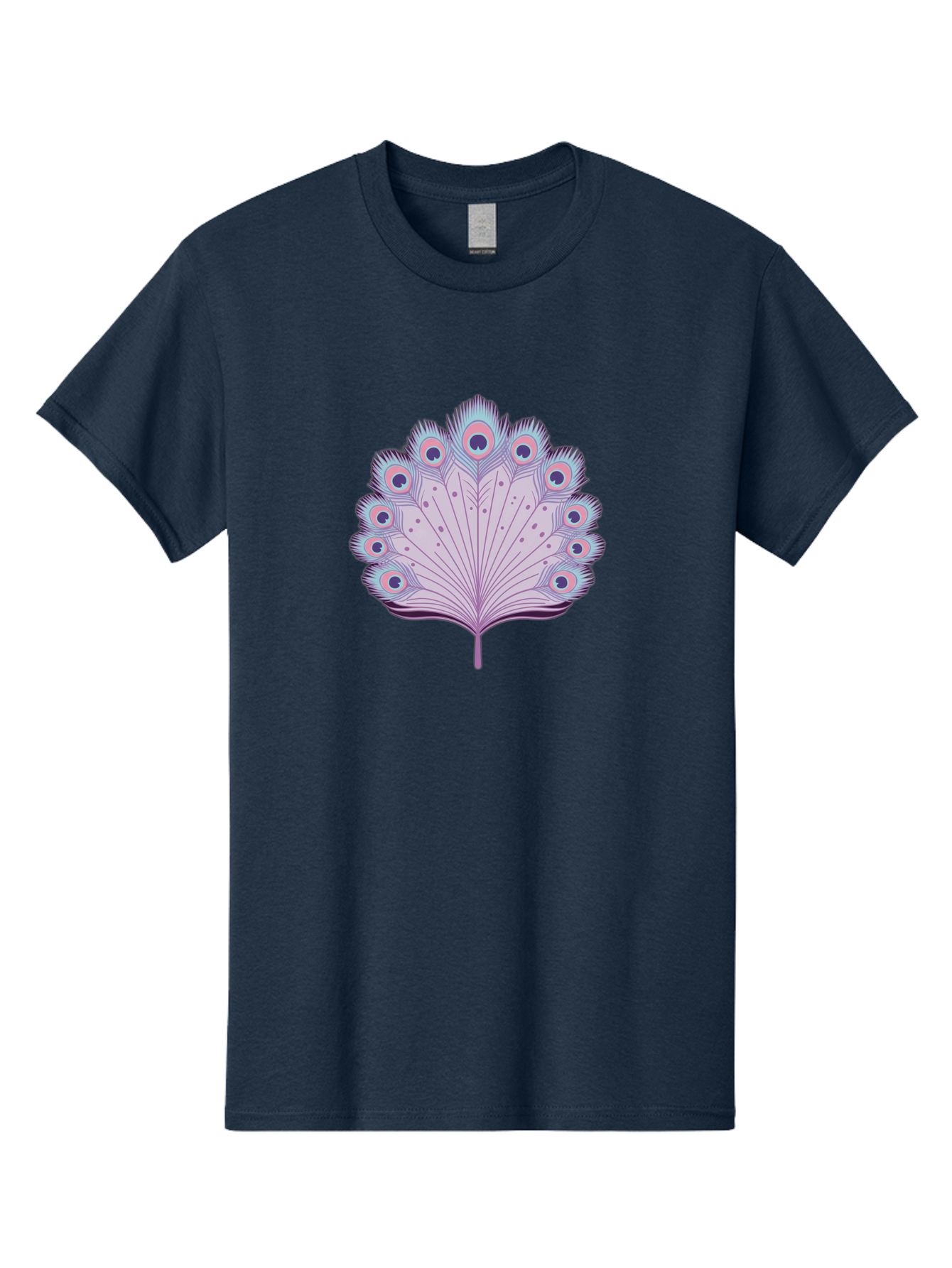 Peacock-Feather-4 Men'S Graphic Tee, 100% Cotton, Comfortable Casual Summer Wear, Machine Washable, Peacock Feather, Pastel Colors, Vibrant Feathers, Colorful Plumage, Nature-Inspired Art, Whimsical Design, Decorative Motif, Symbolic Imagery, Bab112