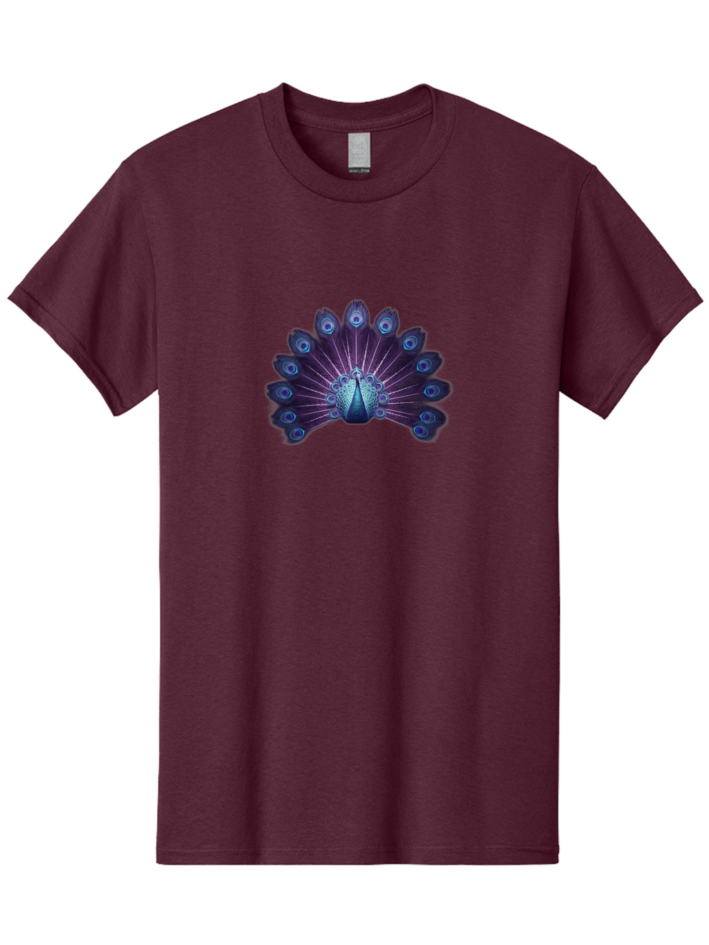 Peacock-Feather-5 Men'S Graphic Tee, 100% Cotton, Comfortable Casual Summer Wear, Machine Washable, Peacock, Tail Feathers, Vibrant Colors, Blue And Purple Hues, Eye-Catching Display, Natural Beauty, Majestic Plumage, Intricate Patterns, Bab113