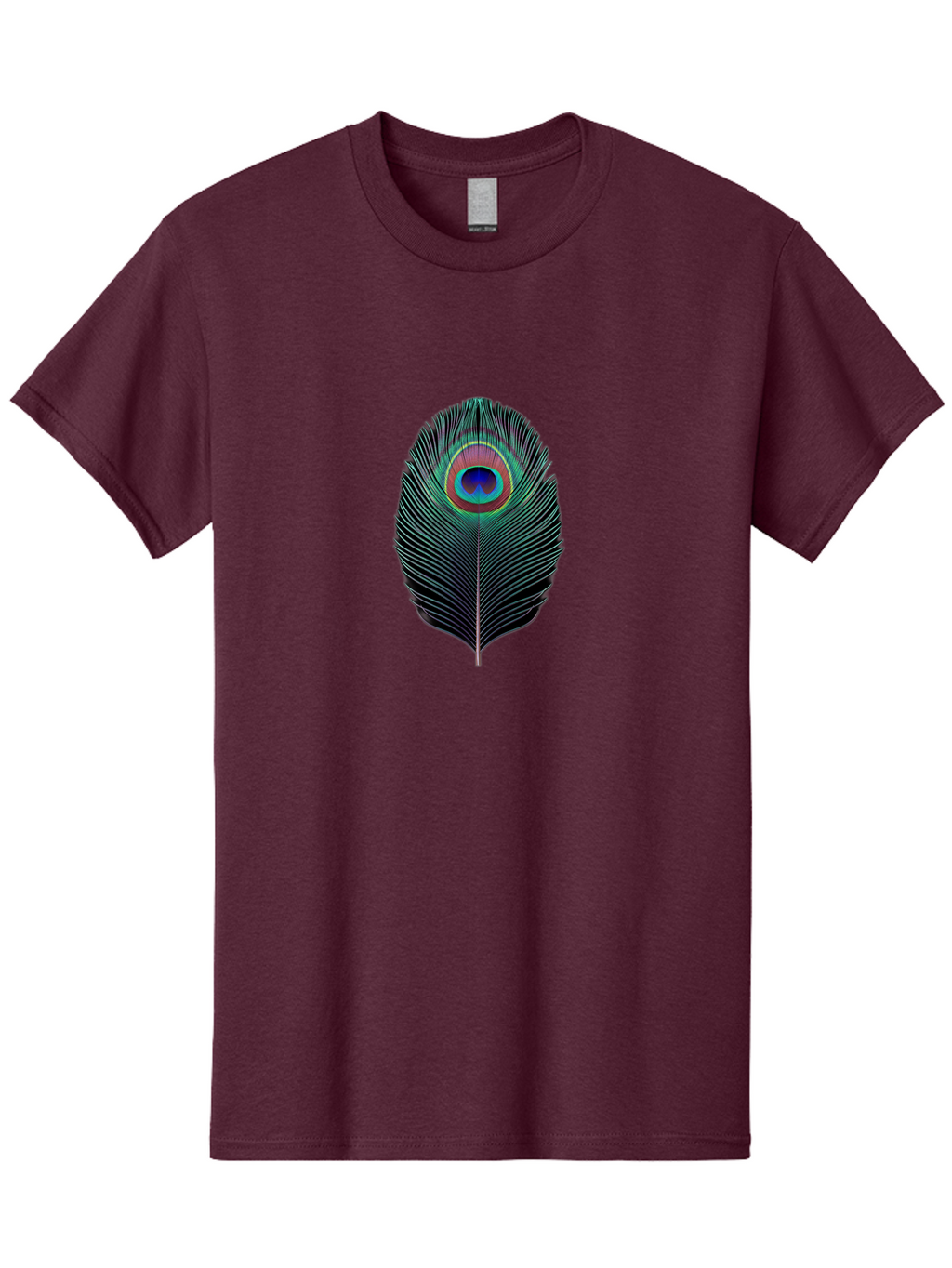 Peacock-Feather-7 Men'S Graphic Tee, 100% Cotton, Comfortable Casual Summer Wear, Machine Washable, Peacock Feather, Vibrant Colors, Blue, Red, And Turquoise Eye, Black And White Stripes, Majestic Plumage, Exotic Bird, Colorful Pattern, Bab115