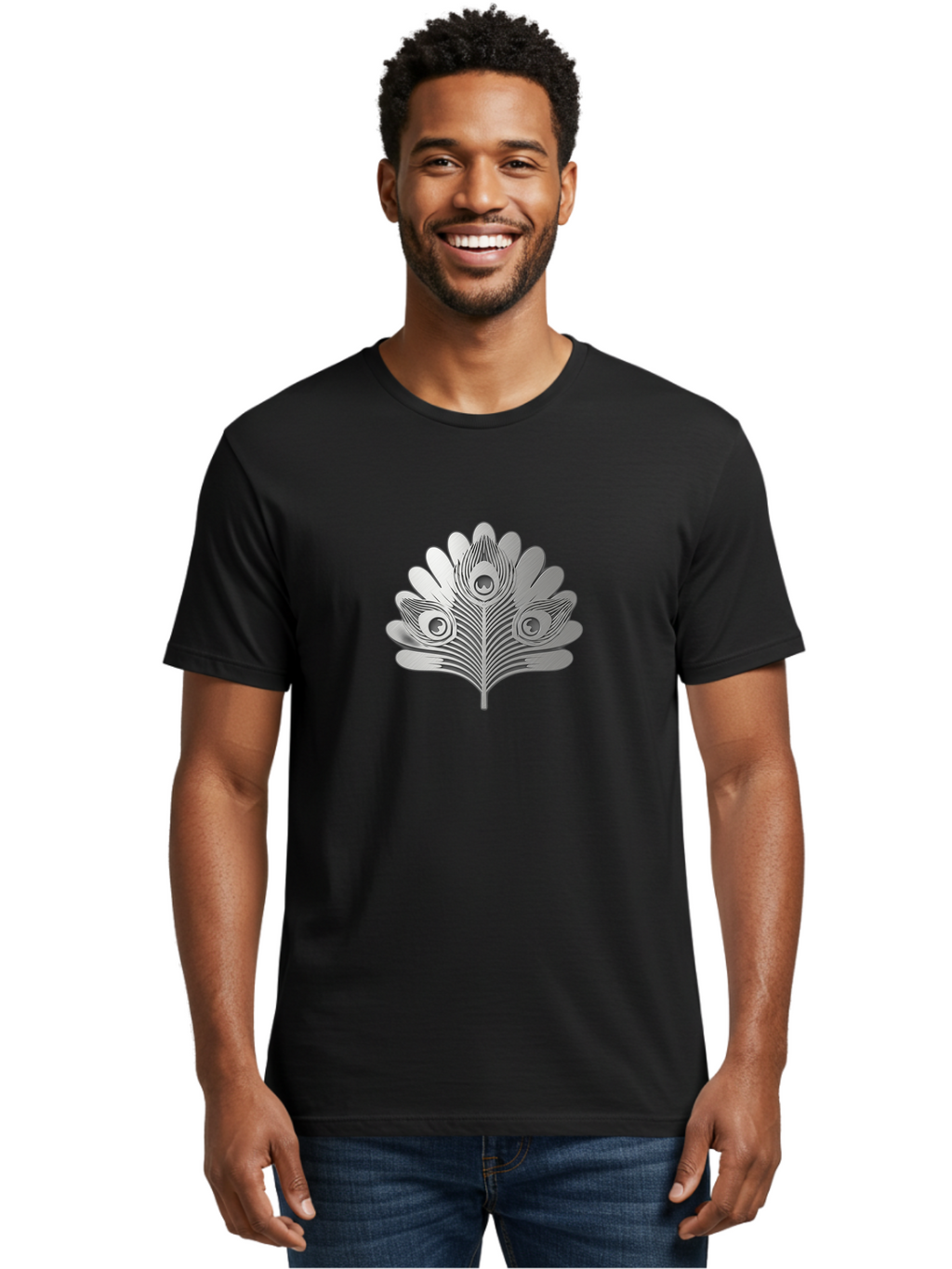 Peacock-Feather-9 Men'S Graphic Tee, 100% Cotton, Comfortable Casual Summer Wear, Machine Washable, Symbolic Design, Ornate Patterns, Feathered Motifs, Elegant Graphics, Detailed Artwork, Stylish Emblem, Luxury Icon, Decorative Elements Bab117