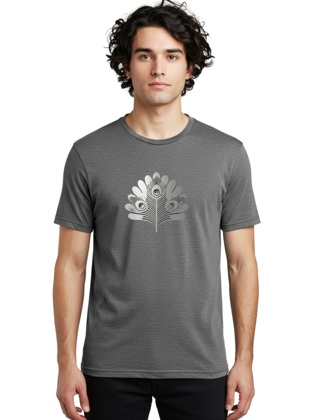 Peacock-Feather-9 Men'S Graphic Tee, 100% Cotton, Comfortable Casual Summer Wear, Machine Washable, Symbolic Design, Ornate Patterns, Feathered Motifs, Elegant Graphics, Detailed Artwork, Stylish Emblem, Luxury Icon, Decorative Elements Bab117