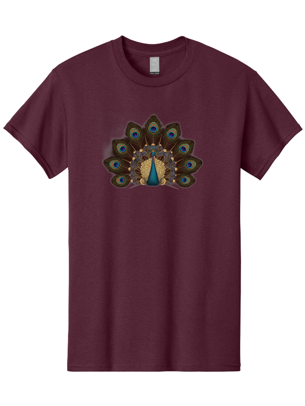Peacock-Feather-Display Men'S Graphic Tee, 100% Cotton, Comfortable Casual Summer Wear, Machine Washable, Peacock, Bird, Feathers, Blue Eyes, Golden Plumage, Royal Bird, Majestic Creature, Intricate Details, Vibrant Colors, Exotic Beauty Bab118