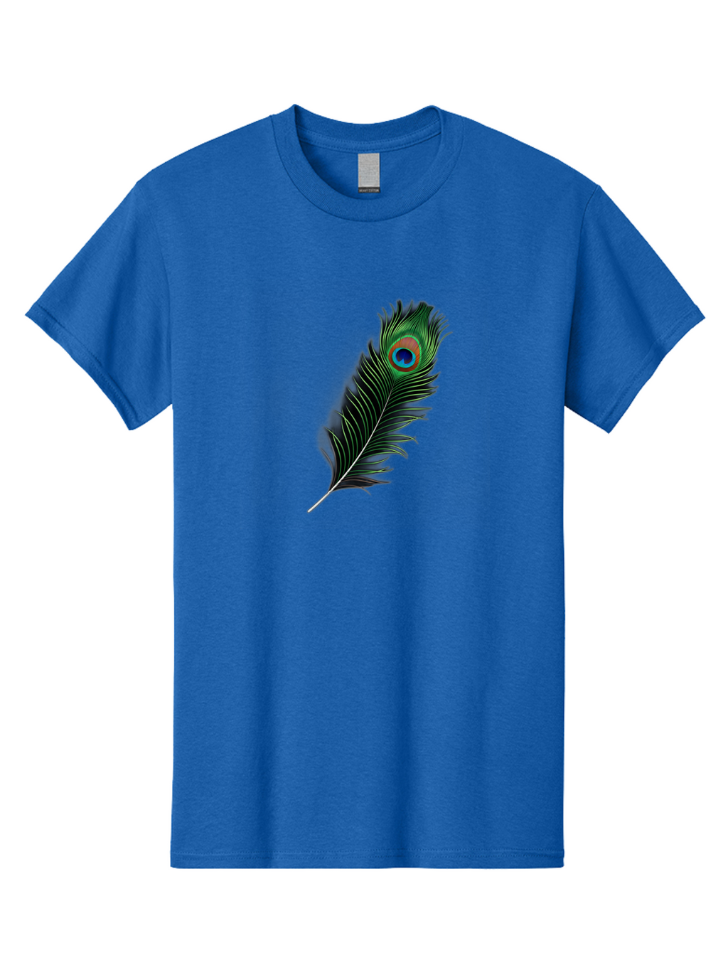 Peacock-Feather Men'S Graphic Tee, 100% Cotton, Comfortable Casual Summer Wear, Machine Washable, Peacock Feather, Bird Feather, Colorful Plumage, Vibrant Colors, Intricate Patterns, Natural Beauty, Symbolic Meaning, Ornamental Decoration, Bab119