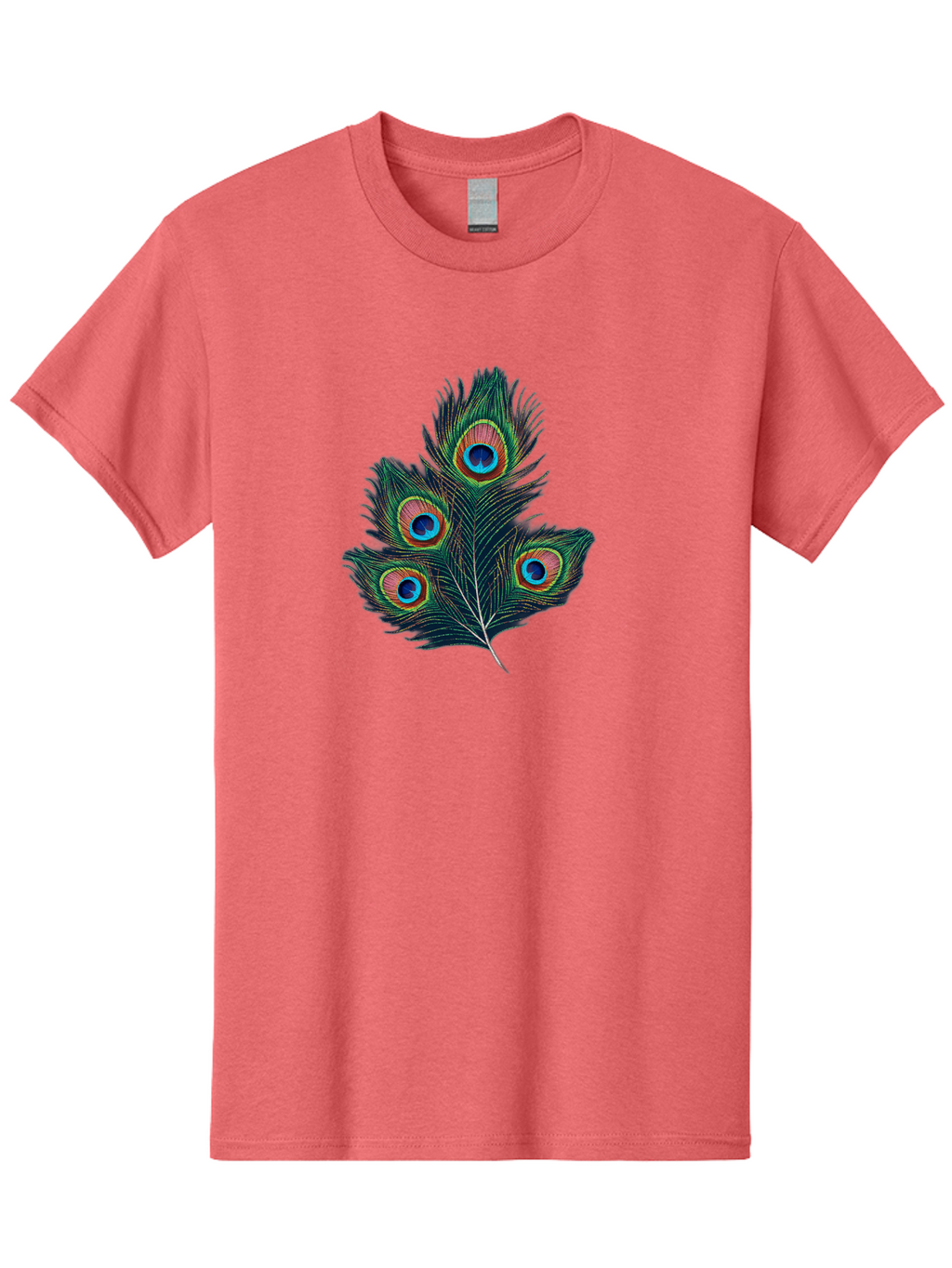 Peacock-Feathers Men'S Graphic Tee, 100% Cotton, Comfortable Casual Summer Wear, Machine Washable, Peacock Feather, Colorful Plumage, Vibrant Colors, Eyespot, Blue And Orange, Exotic Bird, Natural Beauty, Wildlife Bab124