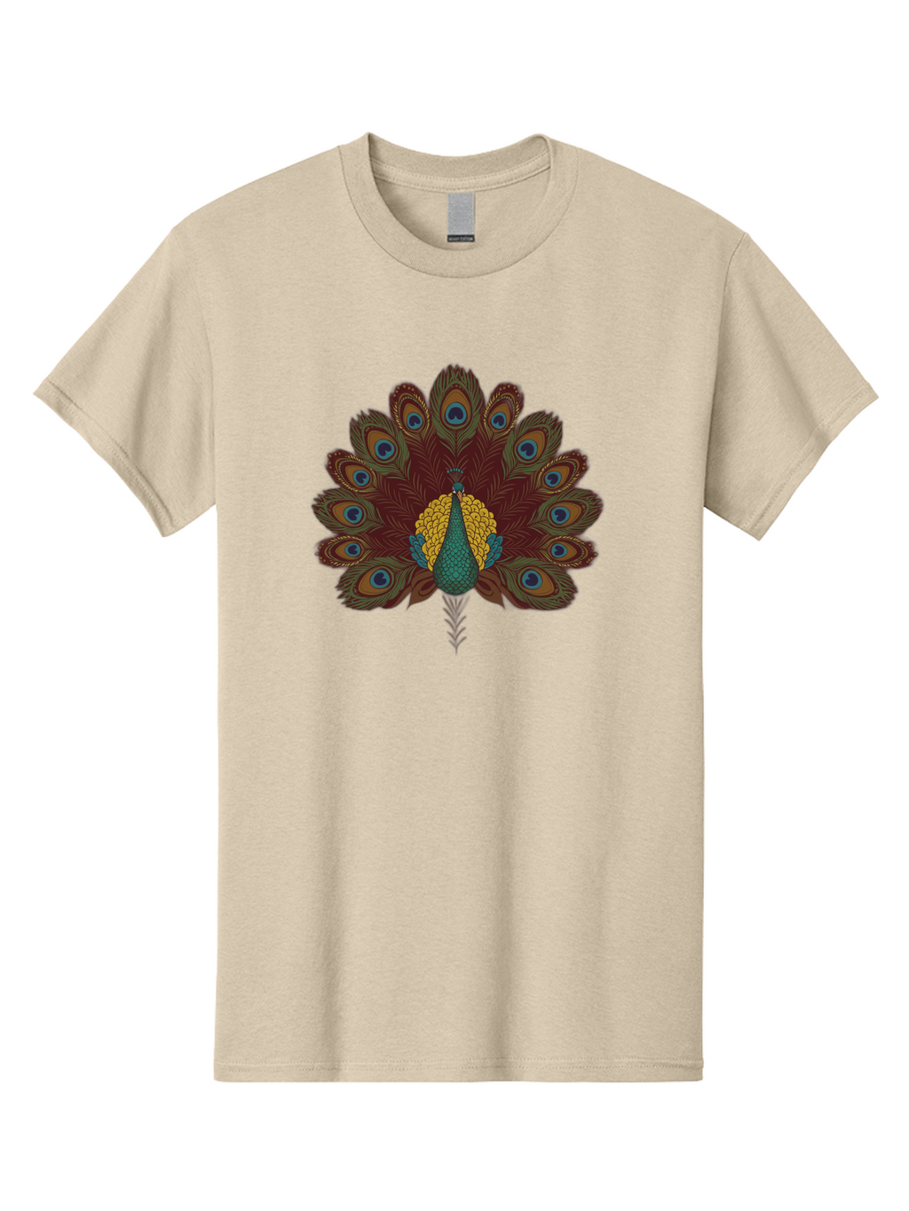 Peacock-Spreading-Tail-Feathers Men'S Graphic Tee, 100% Cotton, Comfortable Casual Summer Wear, Machine Washable, Peacock, Vibrant Plumage, Intricate Details, Mesmerizing Patterns, Ornate Feathers, Regal Bird, Stunning Display, Bab129