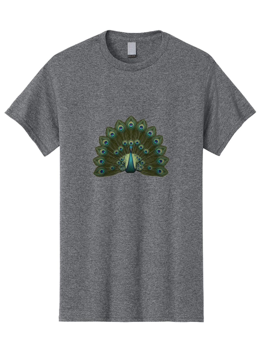 Peacock-Tail-Feathers-1 Men'S Graphic Tee, 100% Cotton, Comfortable Casual Summer Wear, Machine Washable, Peacock Feathers, Vibrant Colors, Blue And Green Hues, Eye-Catching Display, Exotic Bird, Wildlife Photography, Feathered Fan, Bab131